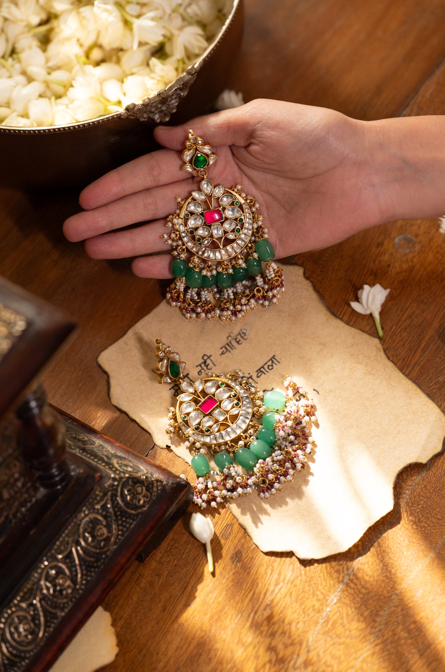 Brishti Kundan Chandbali Earrings