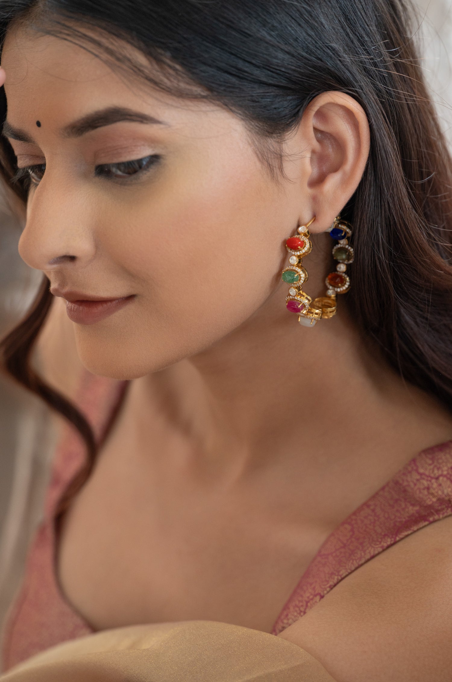 Gulzaar Navraatan Silver Hoops