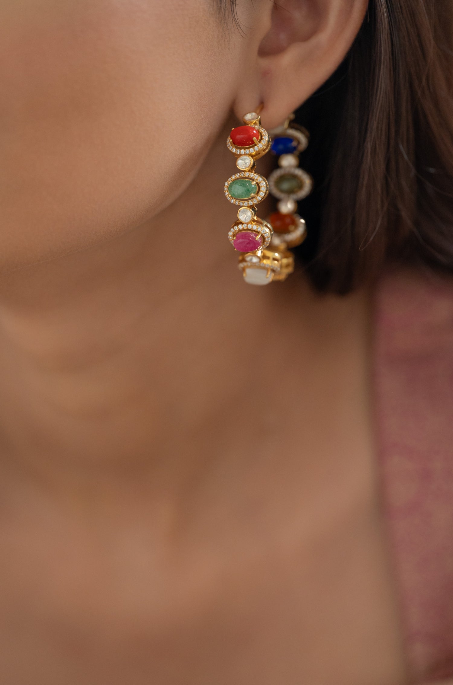 Gulzaar Navraatan Silver Hoops
