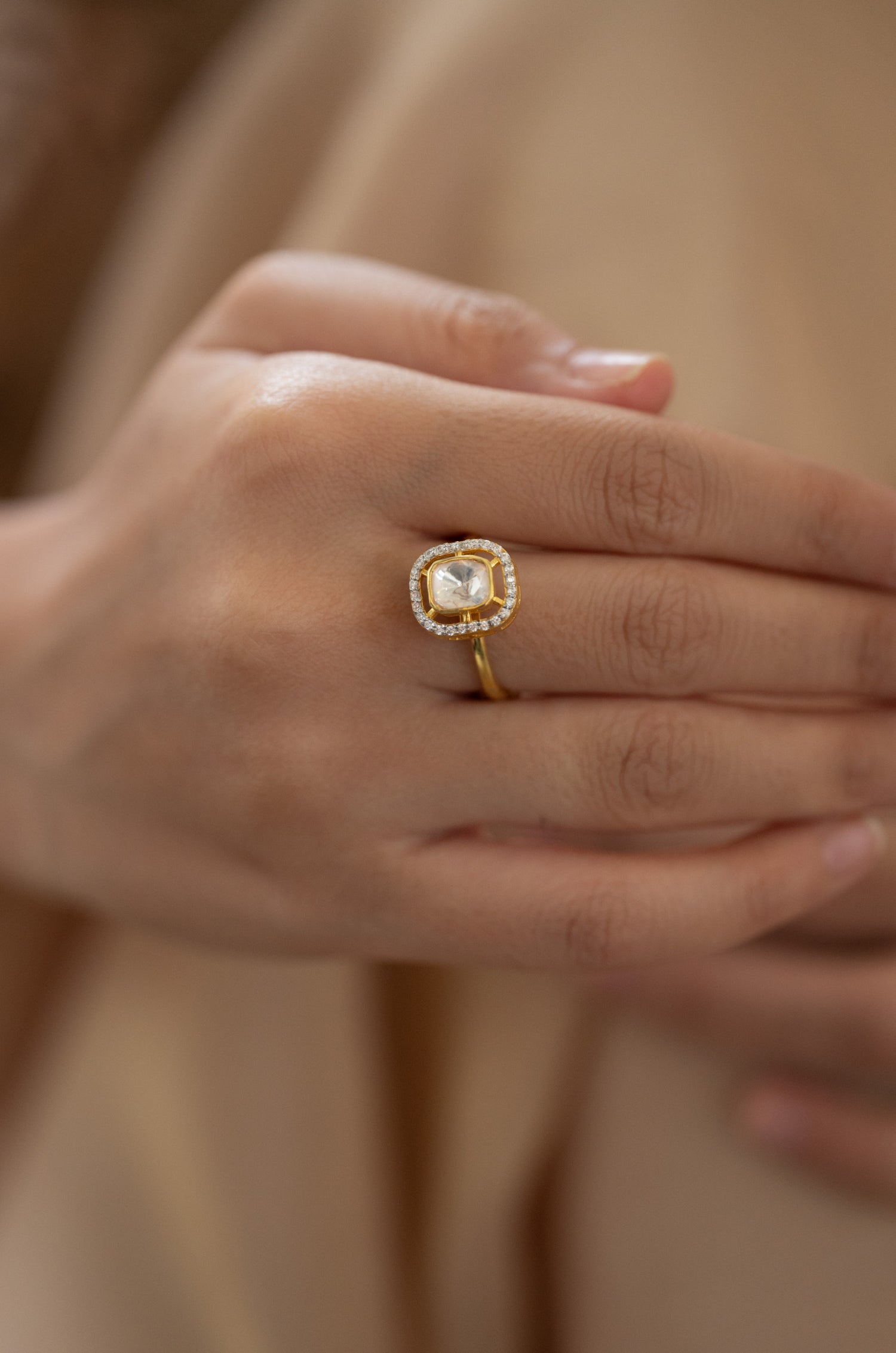Sneha Silver Polki Ring