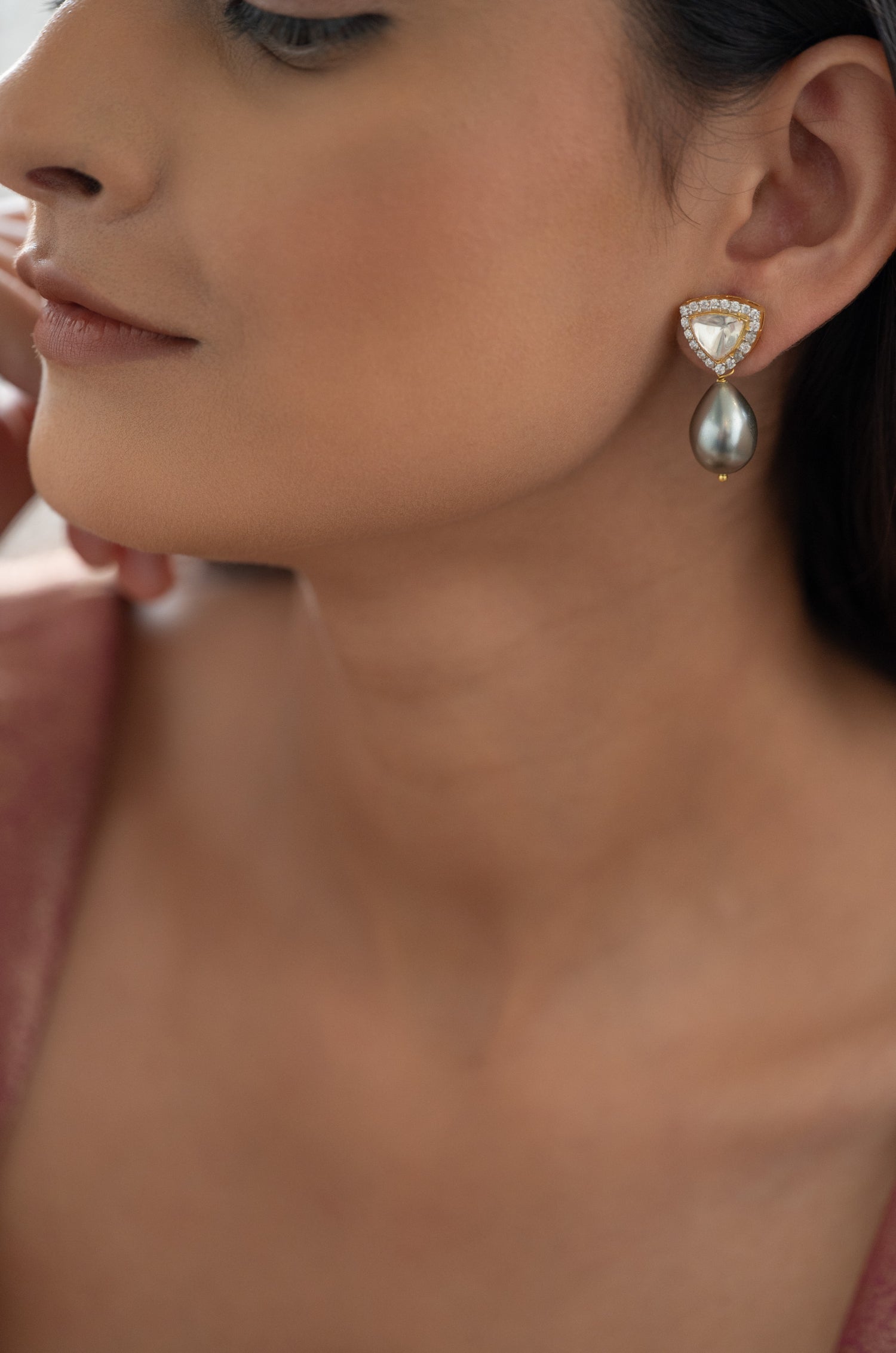 Kriti Fine Silver Polki Earrings