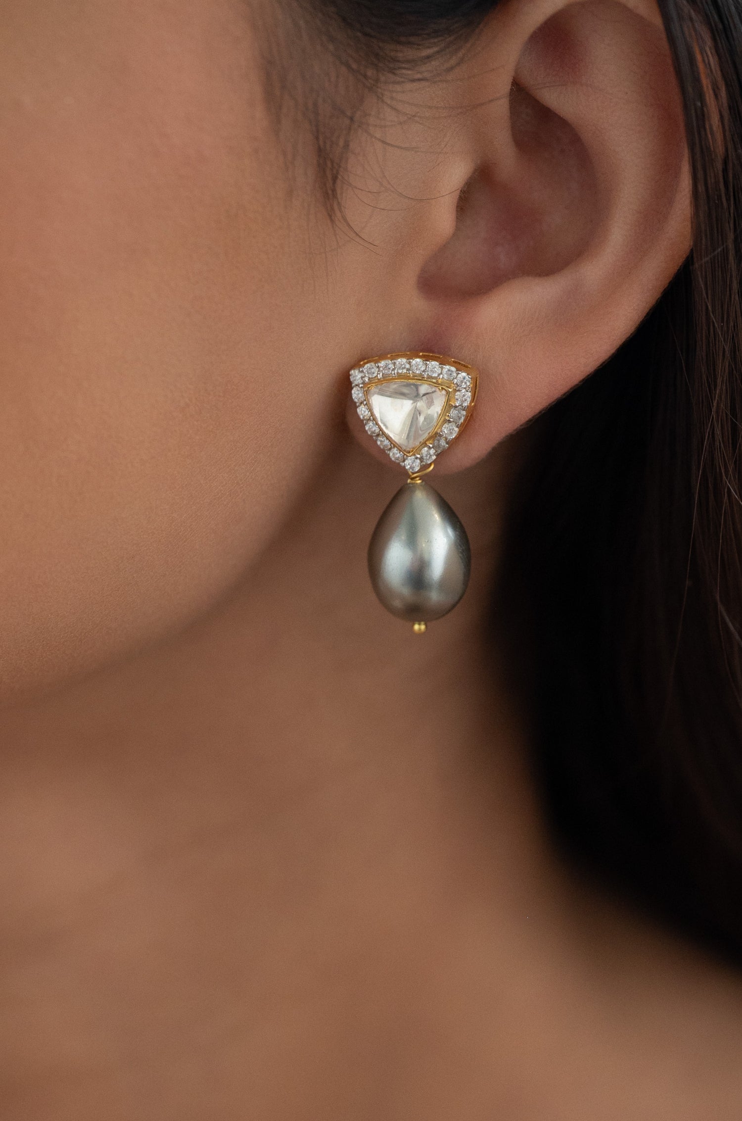 Kriti Fine Silver Polki Earrings