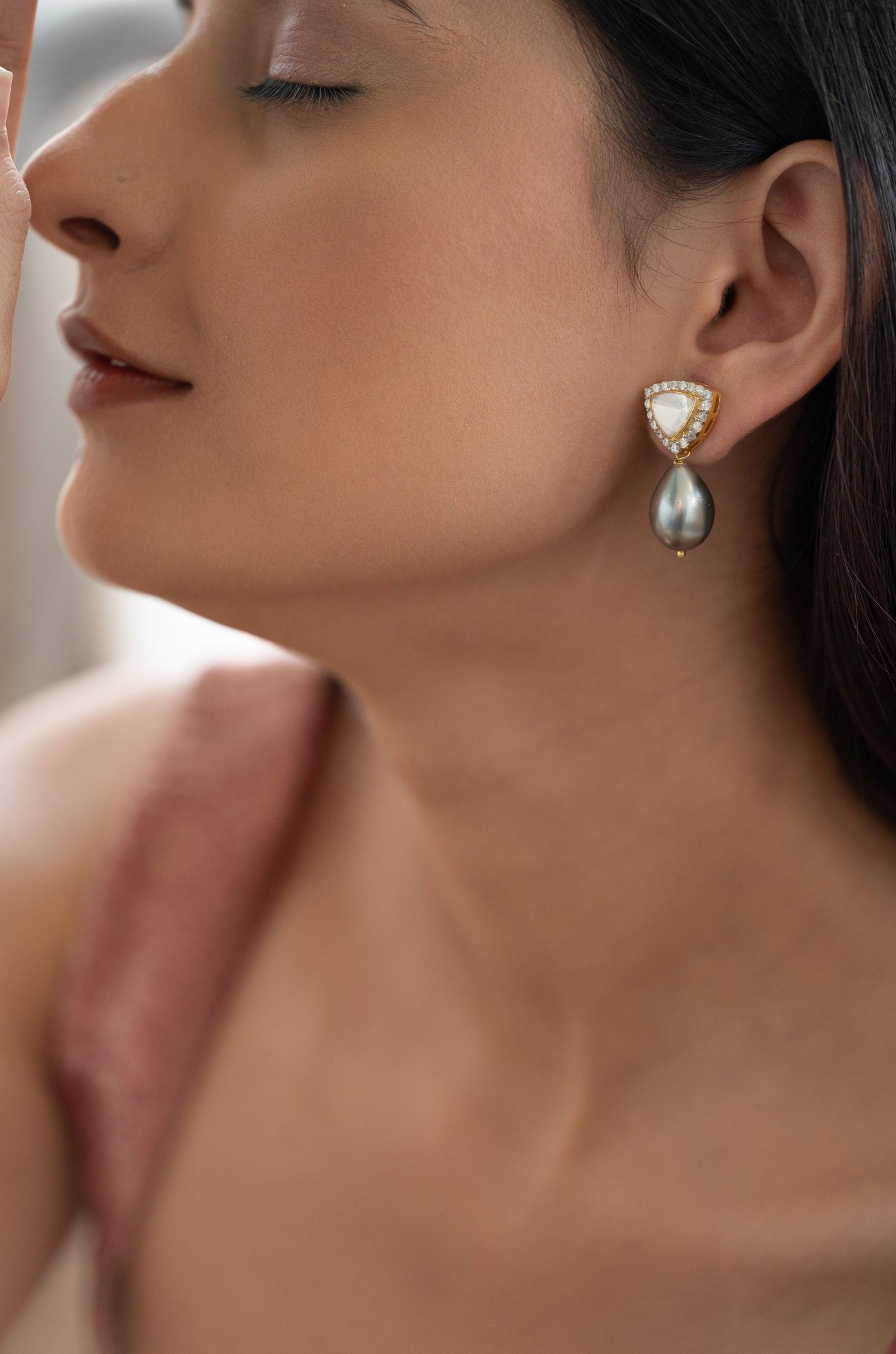 Kriti Fine Silver Polki Earrings