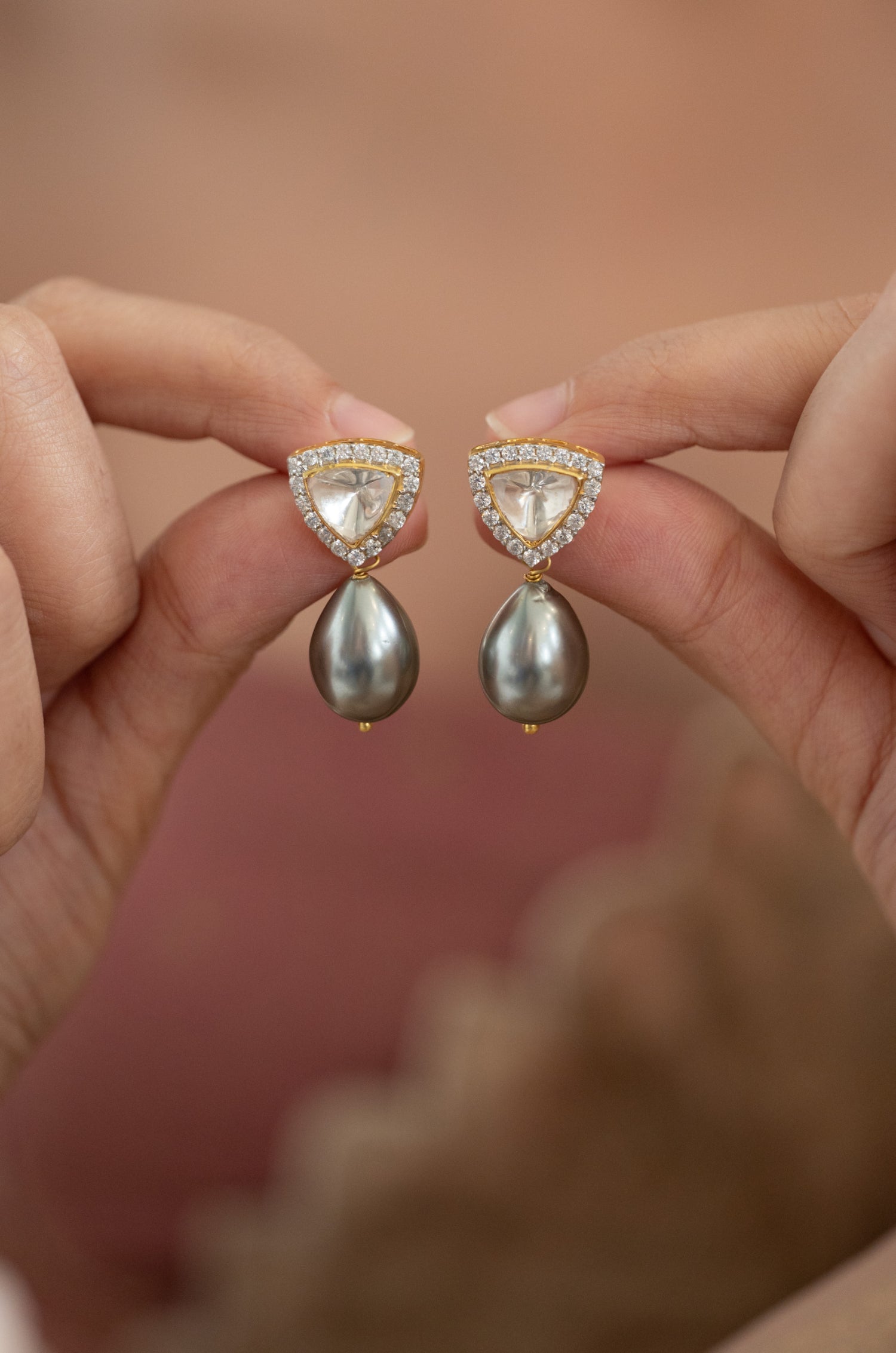 Kriti Fine Silver Polki Earrings