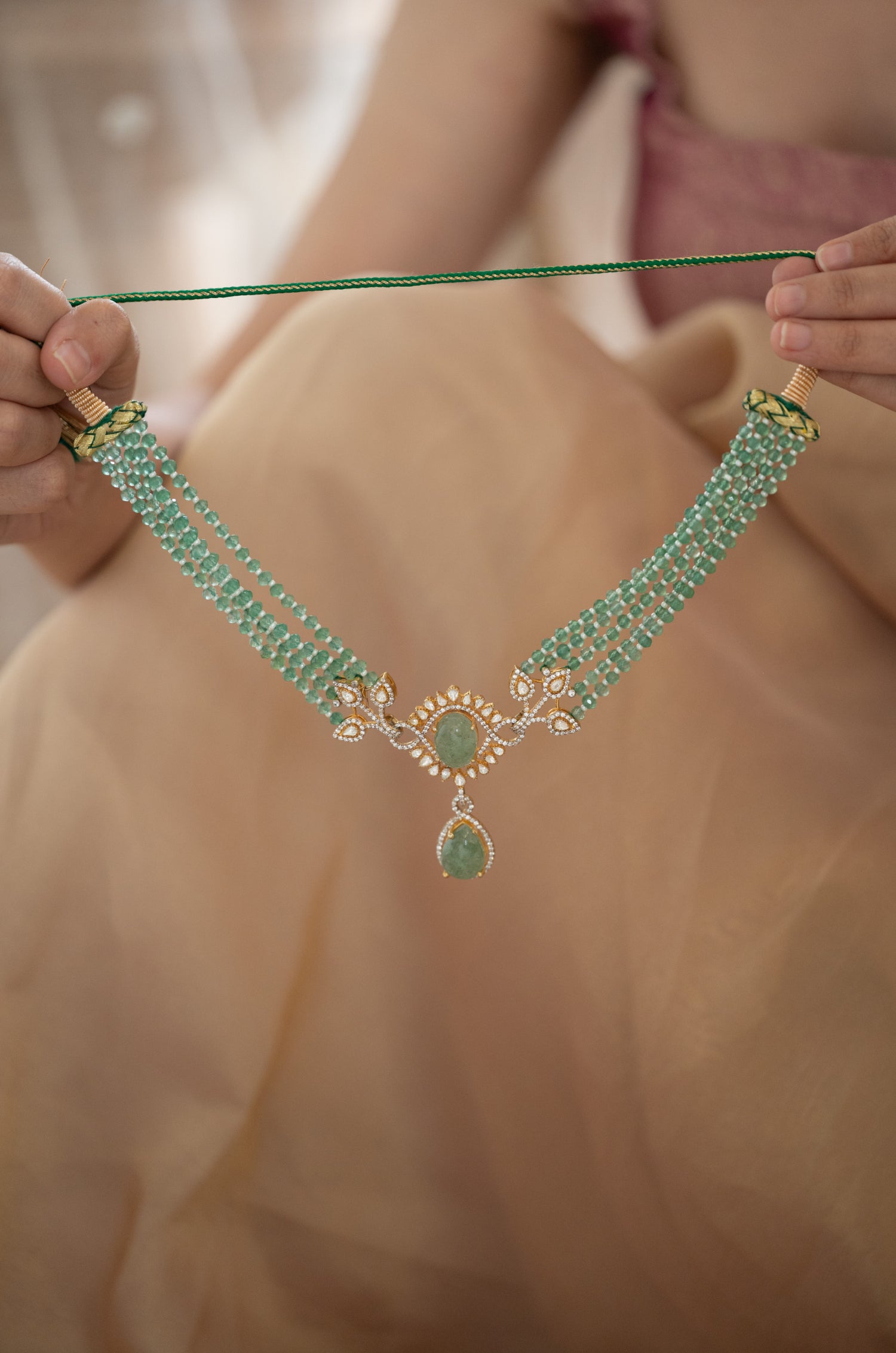 Abira Mint Silver Choker Necklace