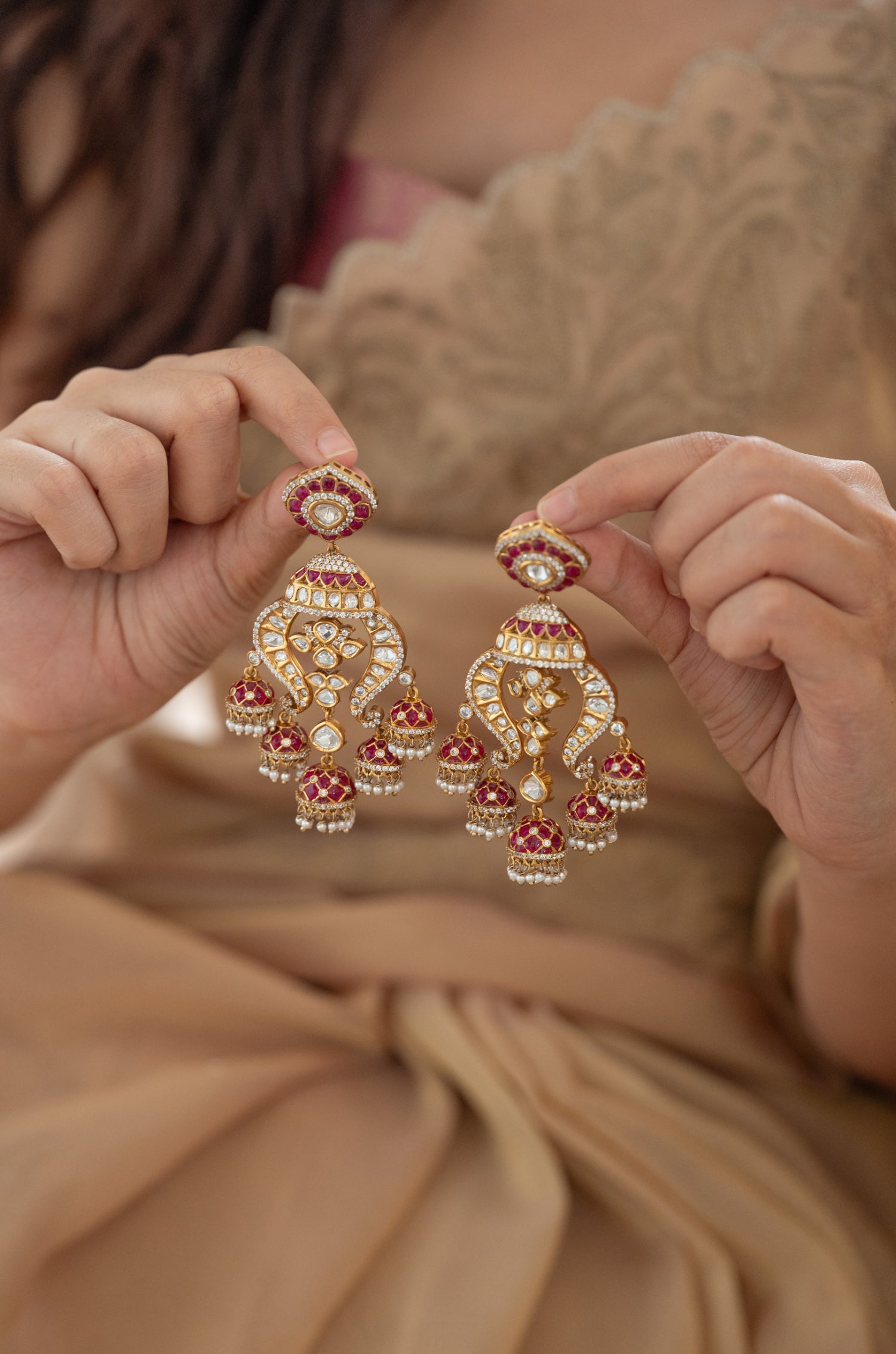 Girika Red Polki Earrings