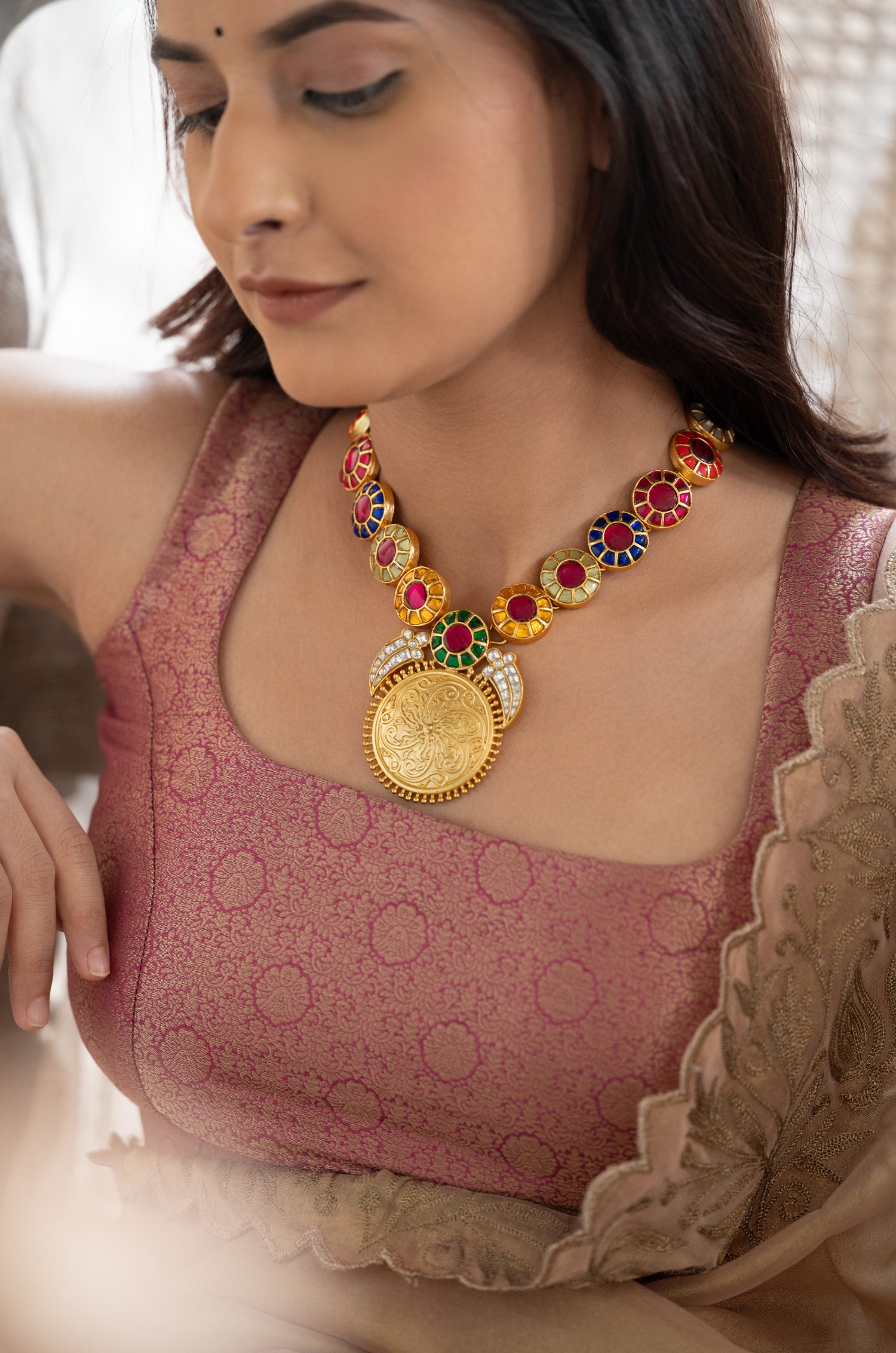 Hemani Multicolored Kundan Necklace Set