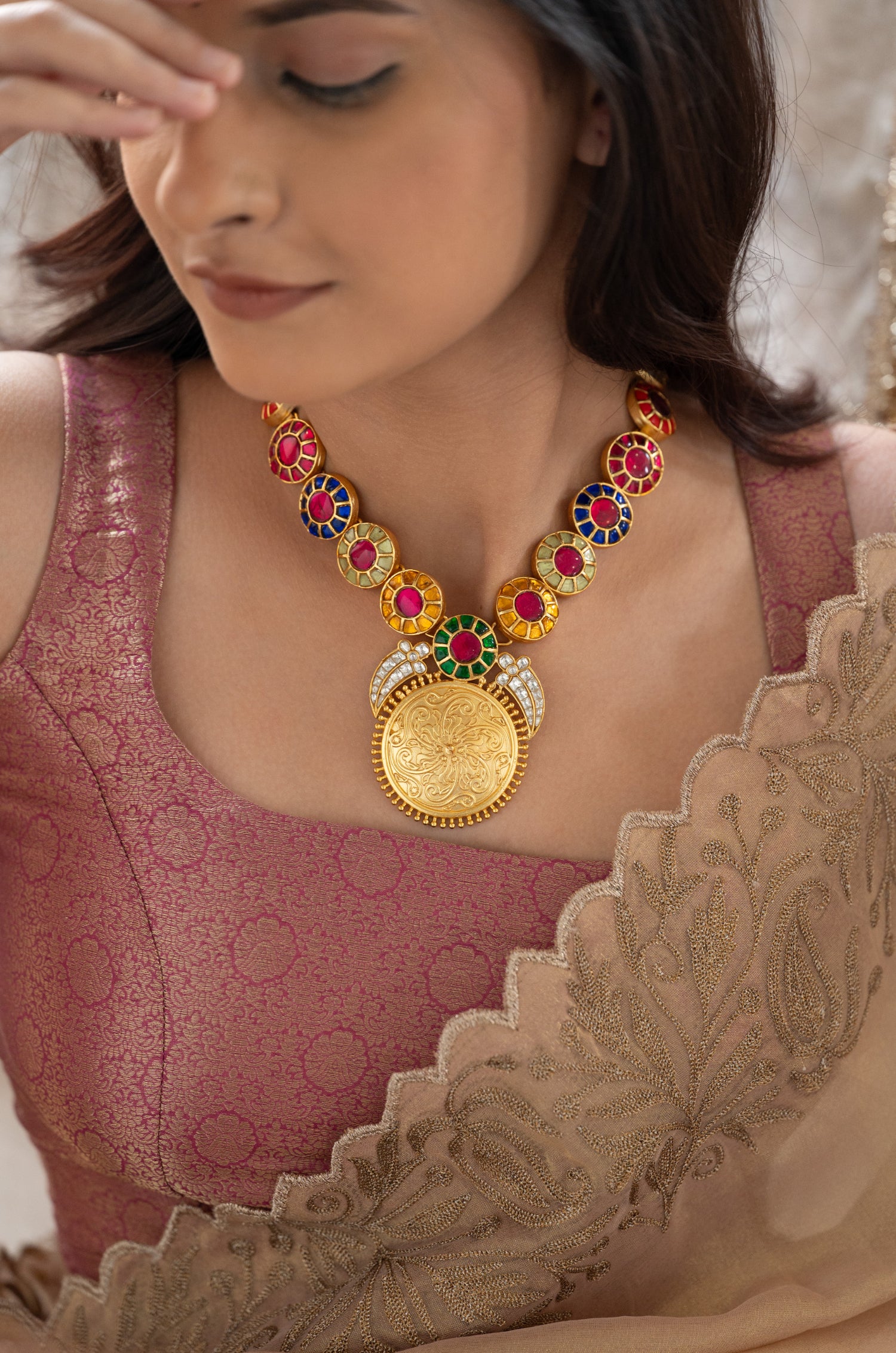 Hemani Multicolored Kundan Necklace Set