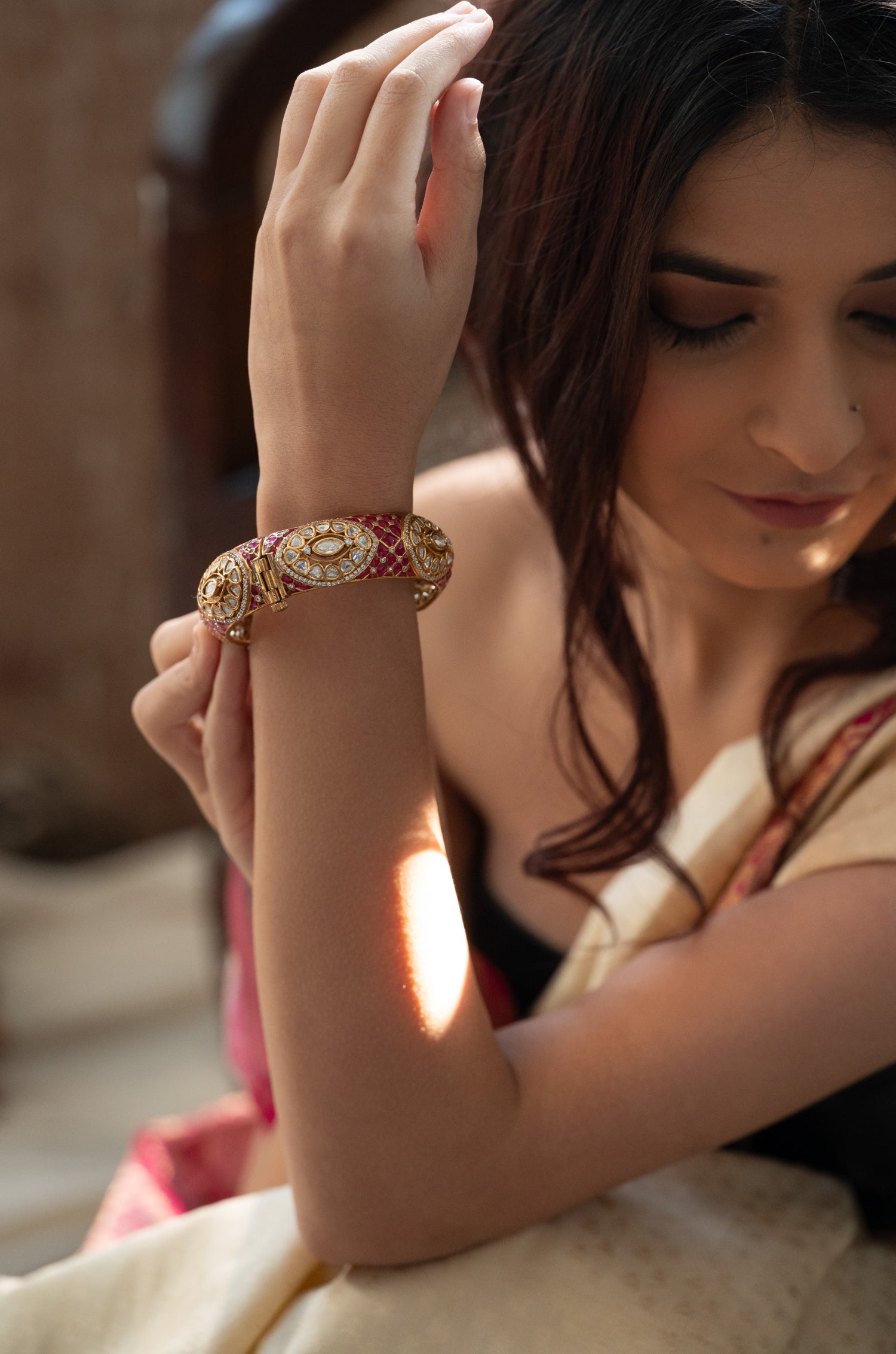Siddhi Red Victorian Polki Bangle