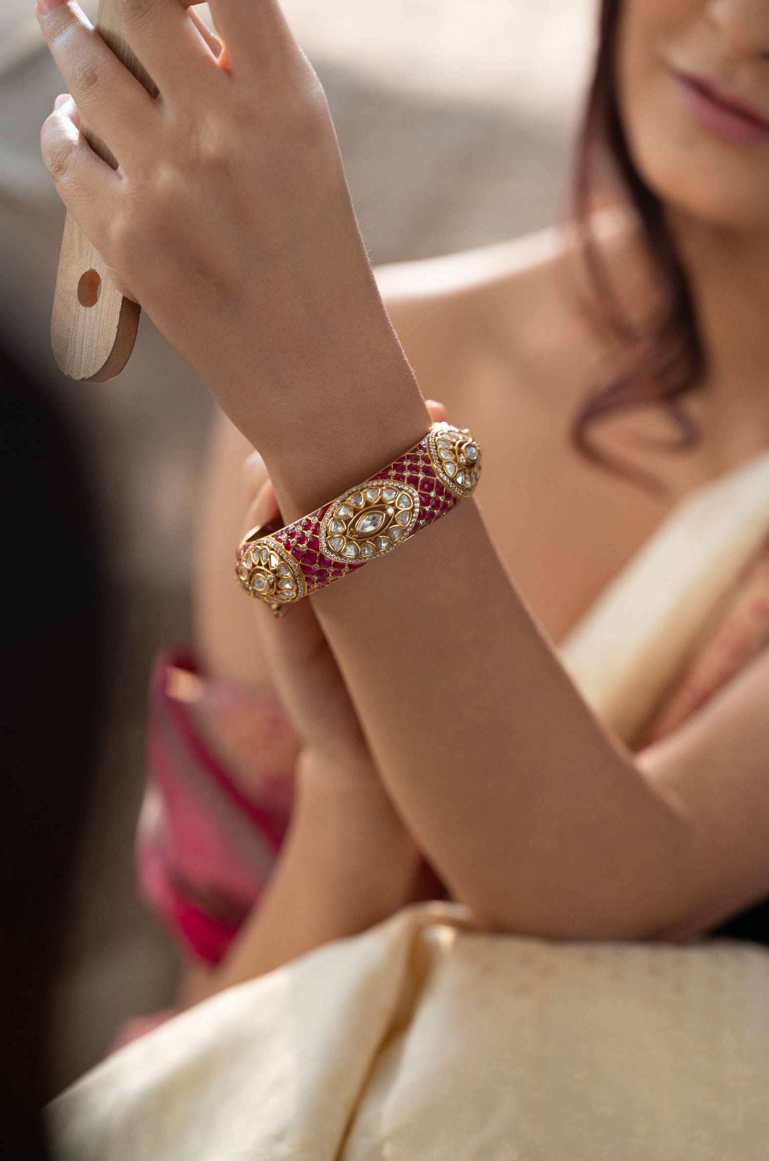 Siddhi Red Victorian Polki Bangle