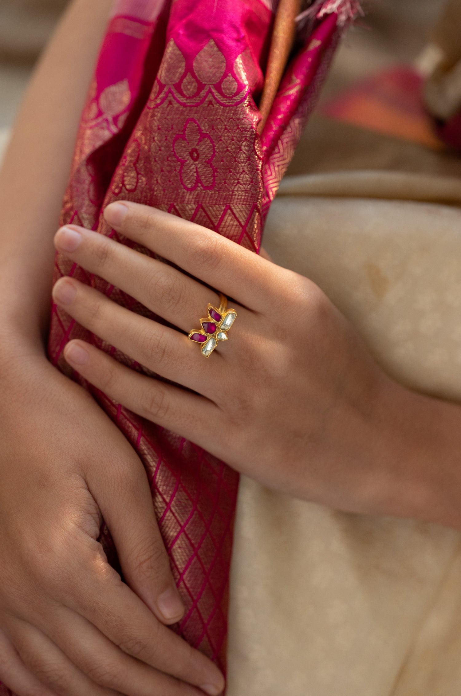 Sneha Lotus Kundan Ring