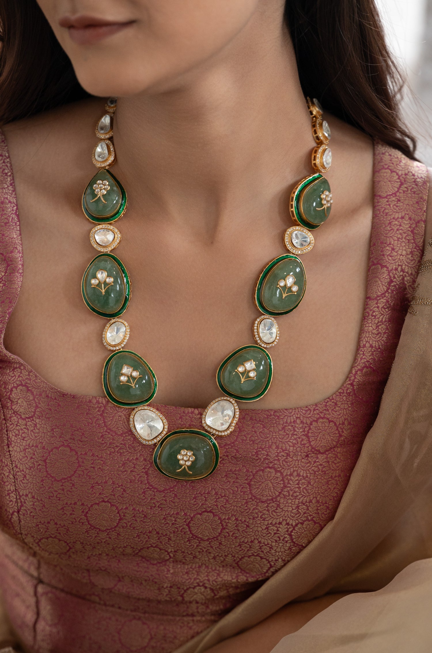 Irika Mint Polki Necklace Set