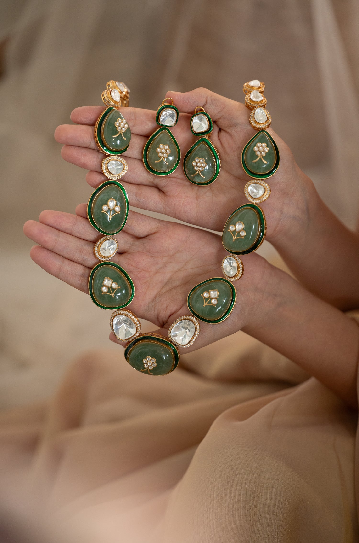 Irika Mint Polki Necklace Set