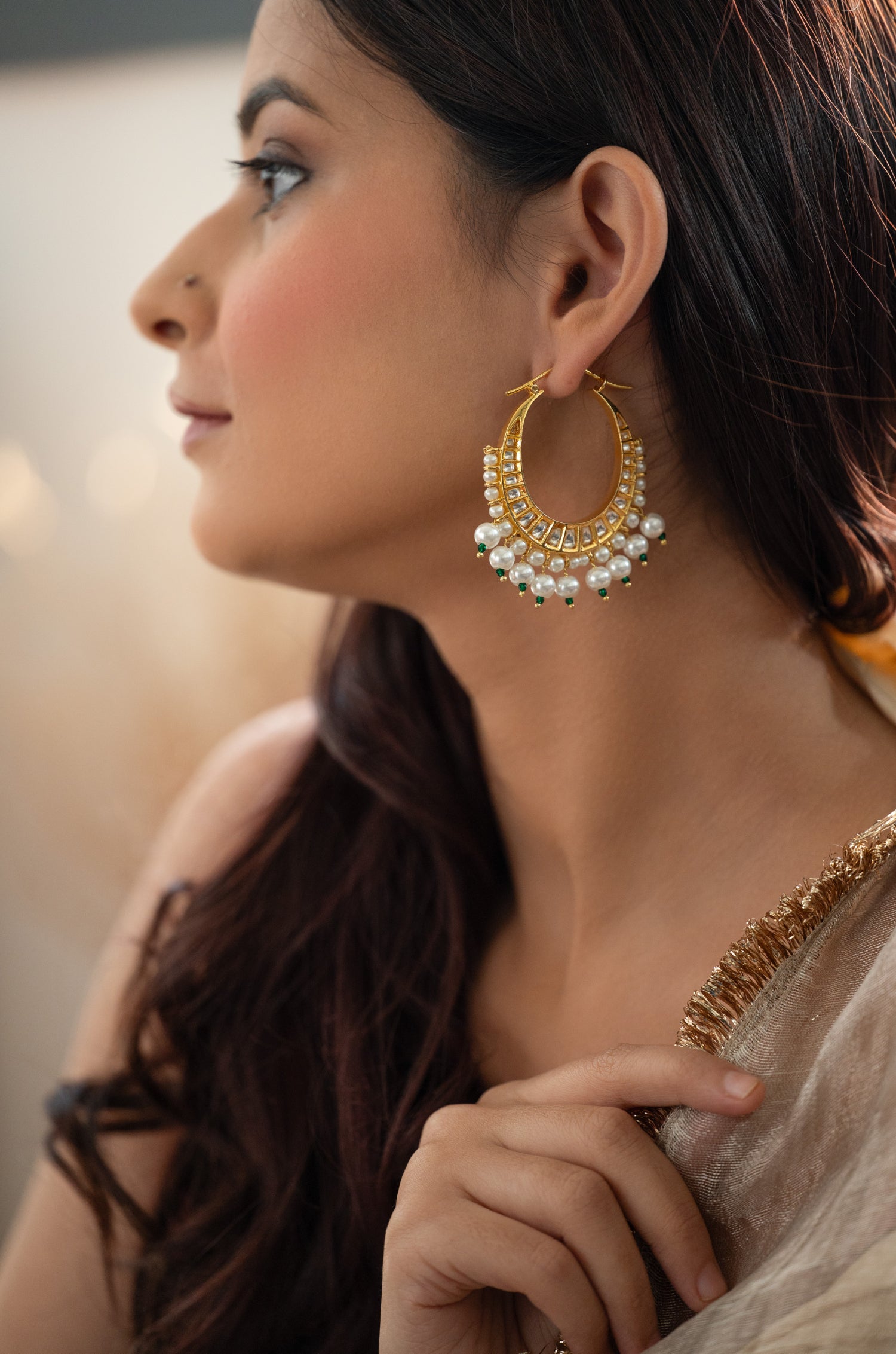 Param White Pearl Hoops