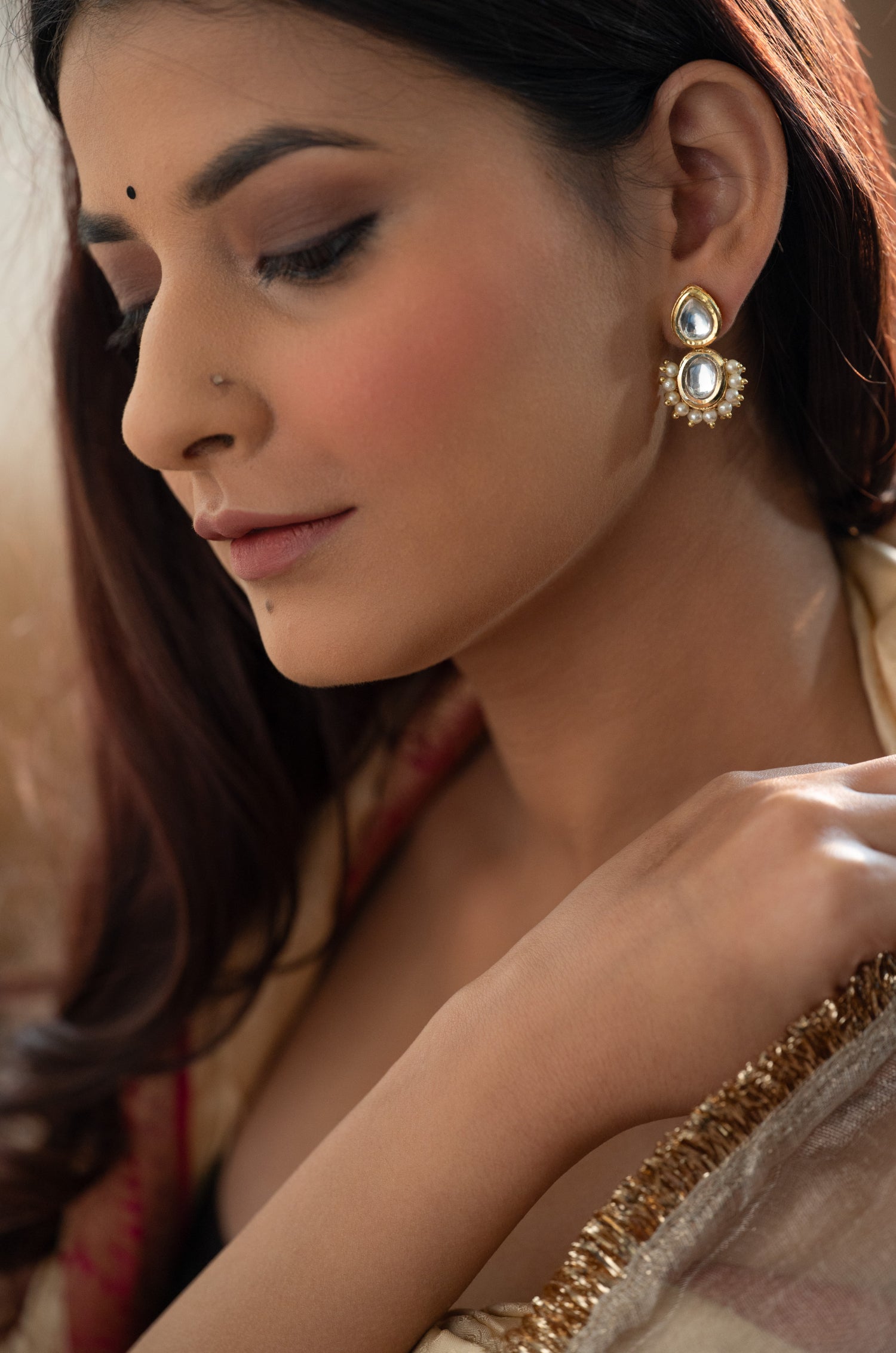 Aspin Kundan And Pearls Earrings