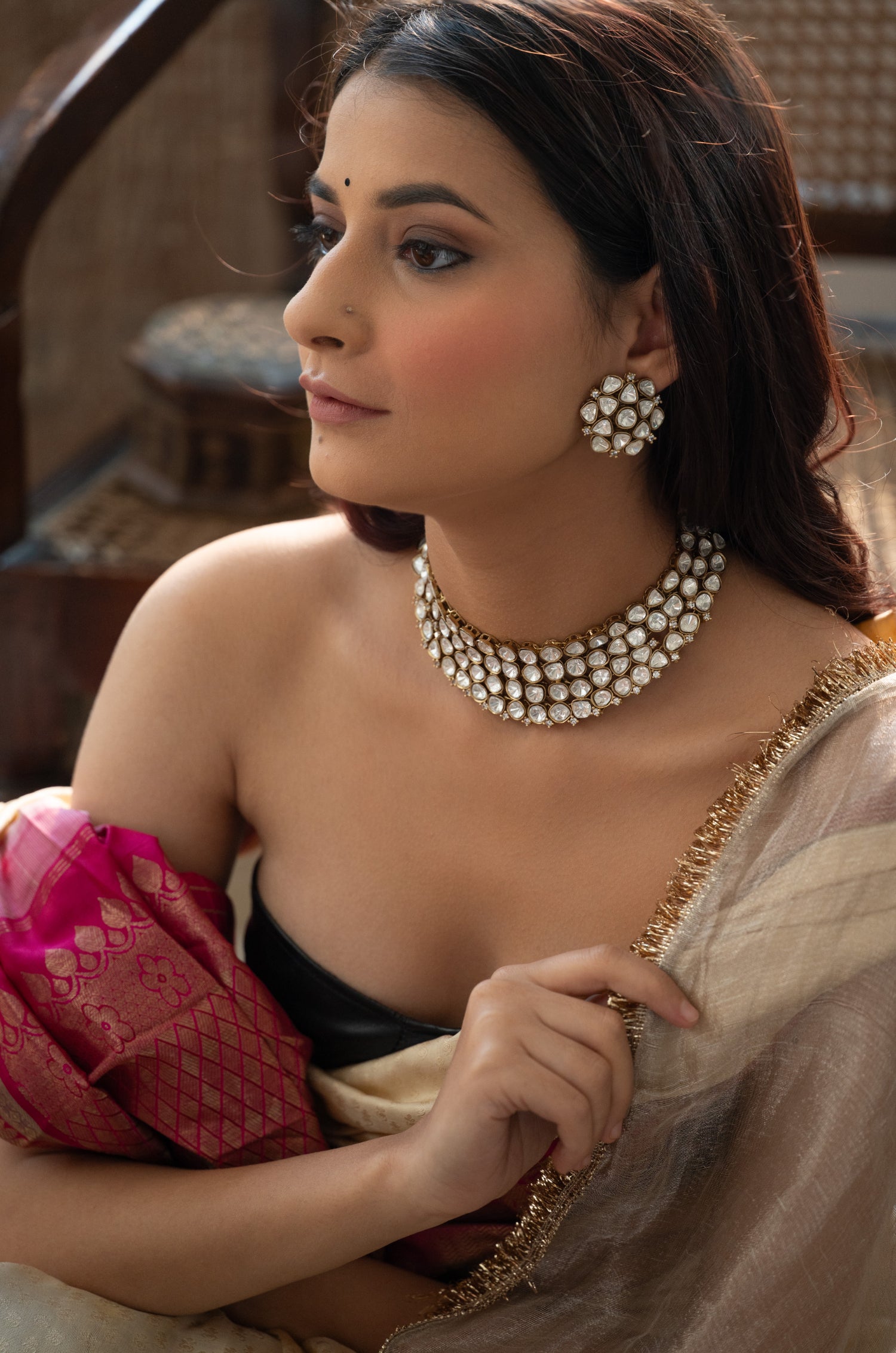 Ramshi Polki Necklace Set