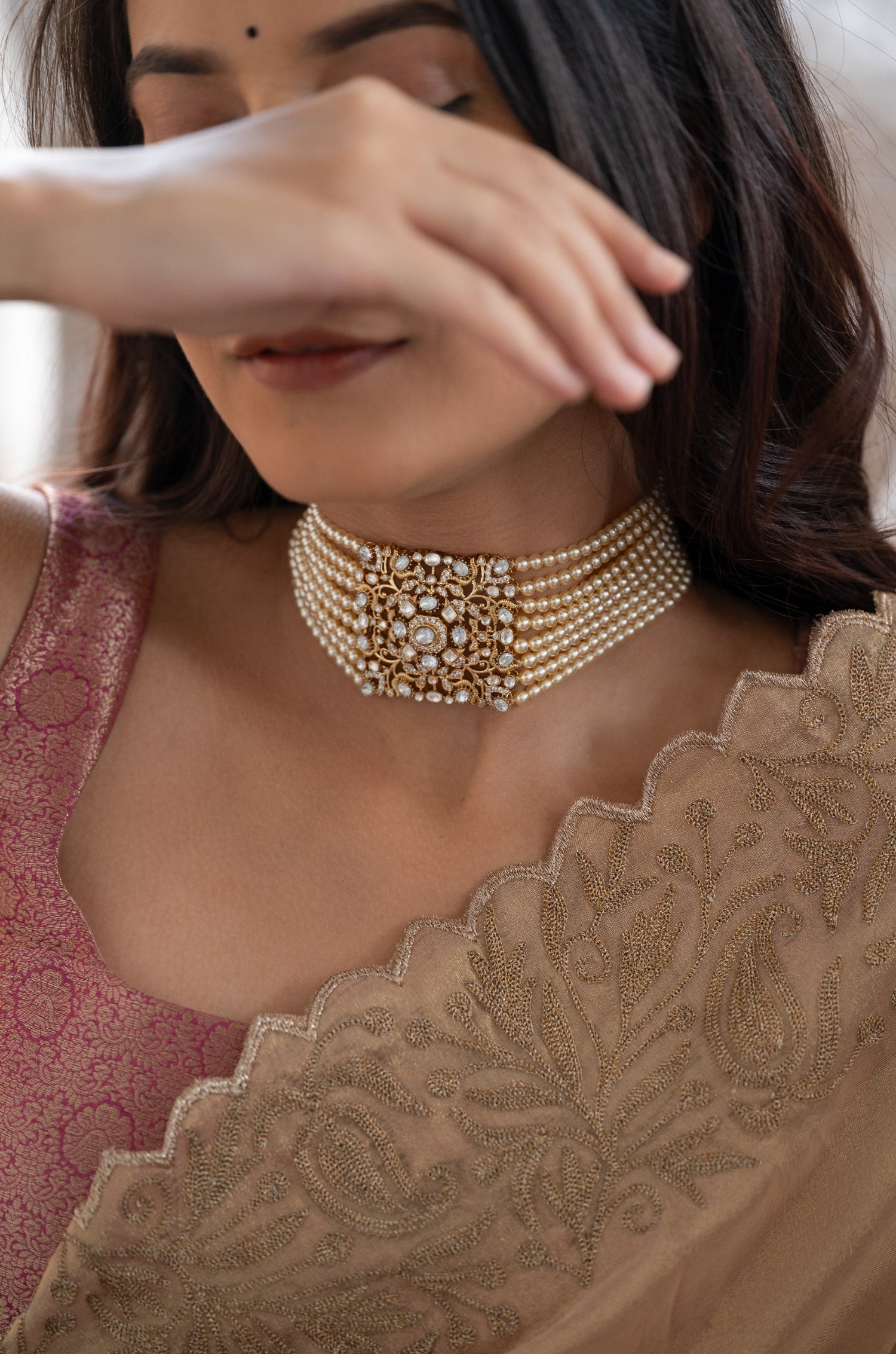Kaisha Pearl Choker Necklace Set