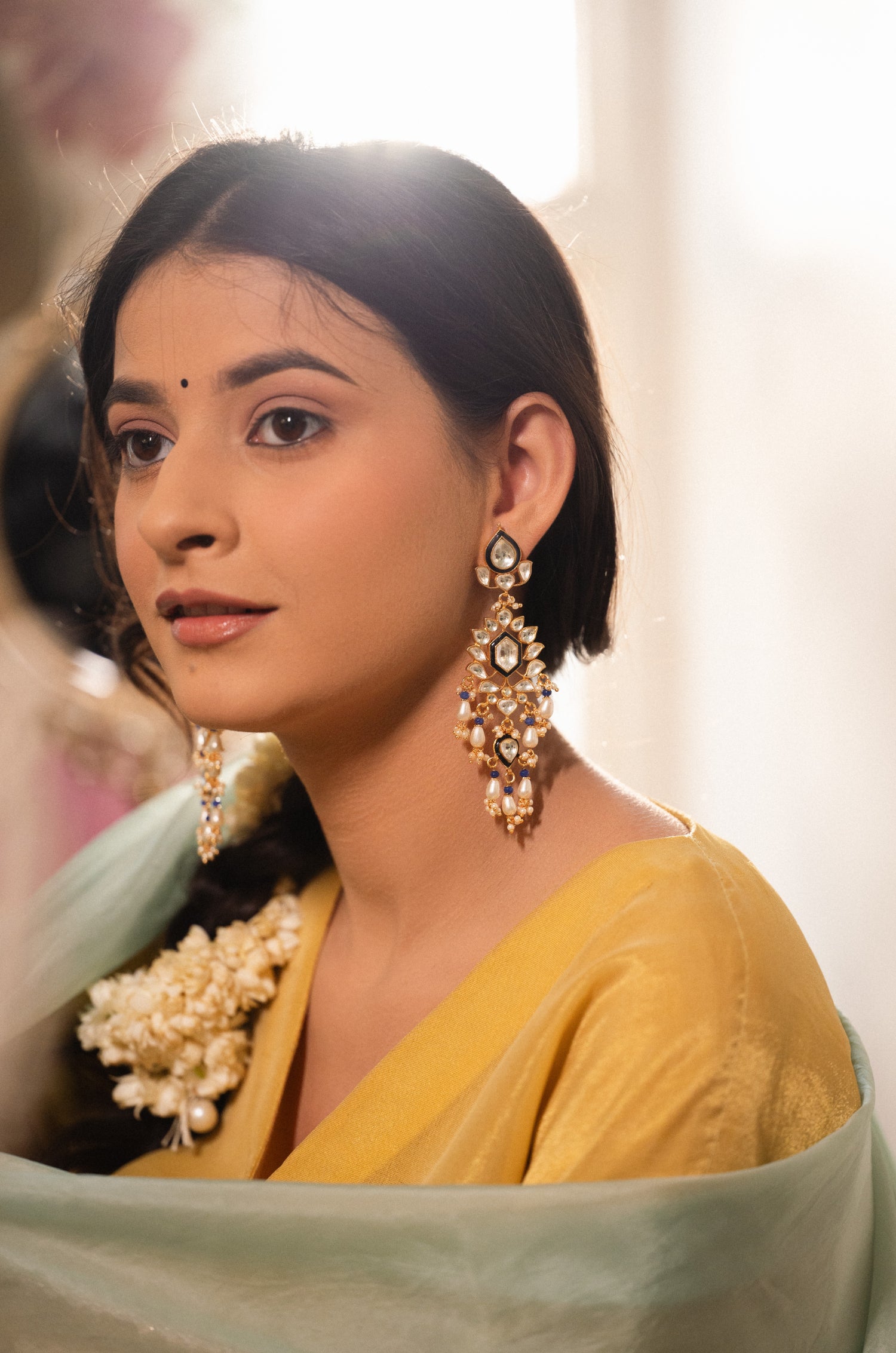 Damini Blue Kundan Earrings