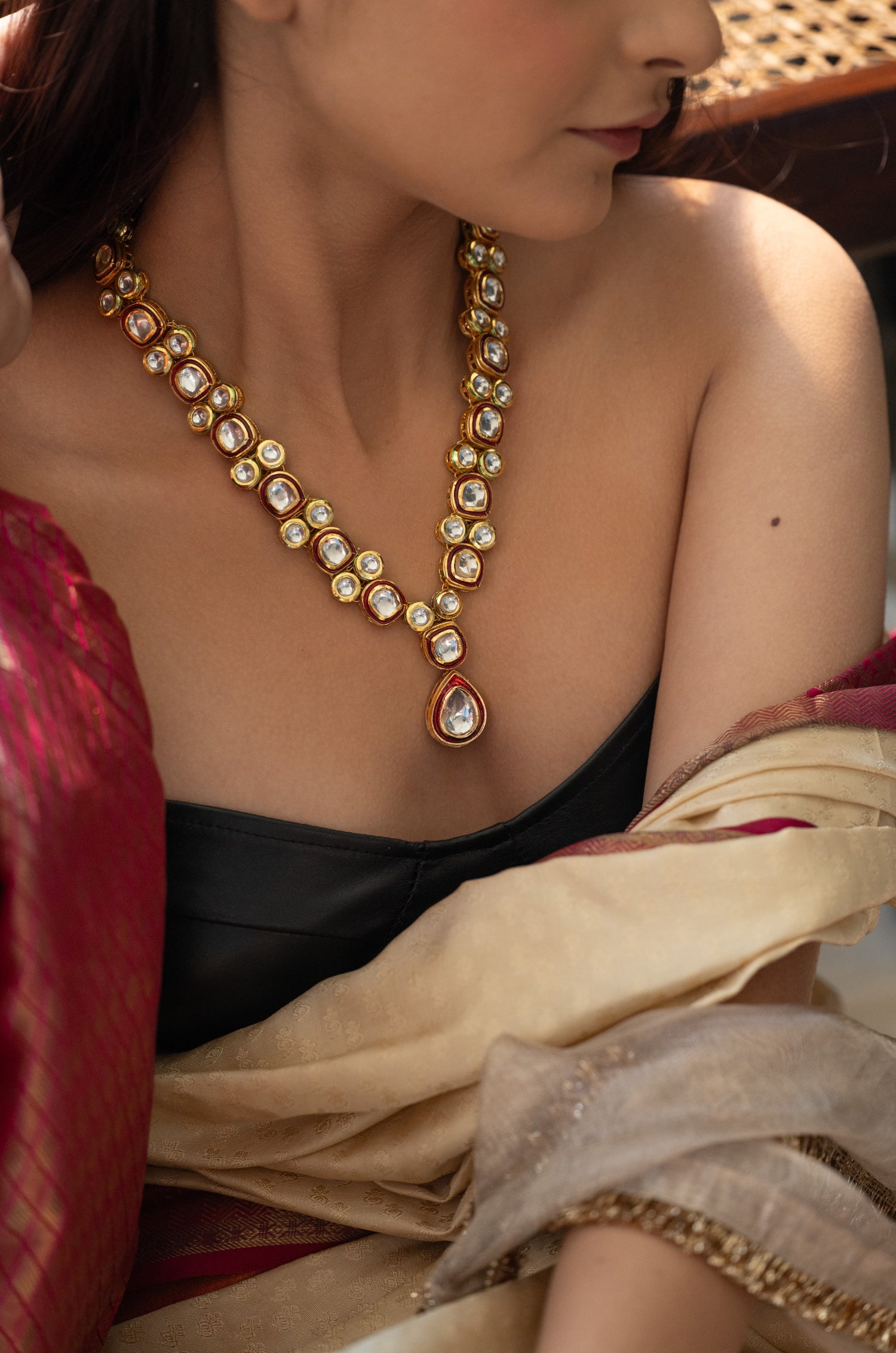 Pia Red Kundan Necklace