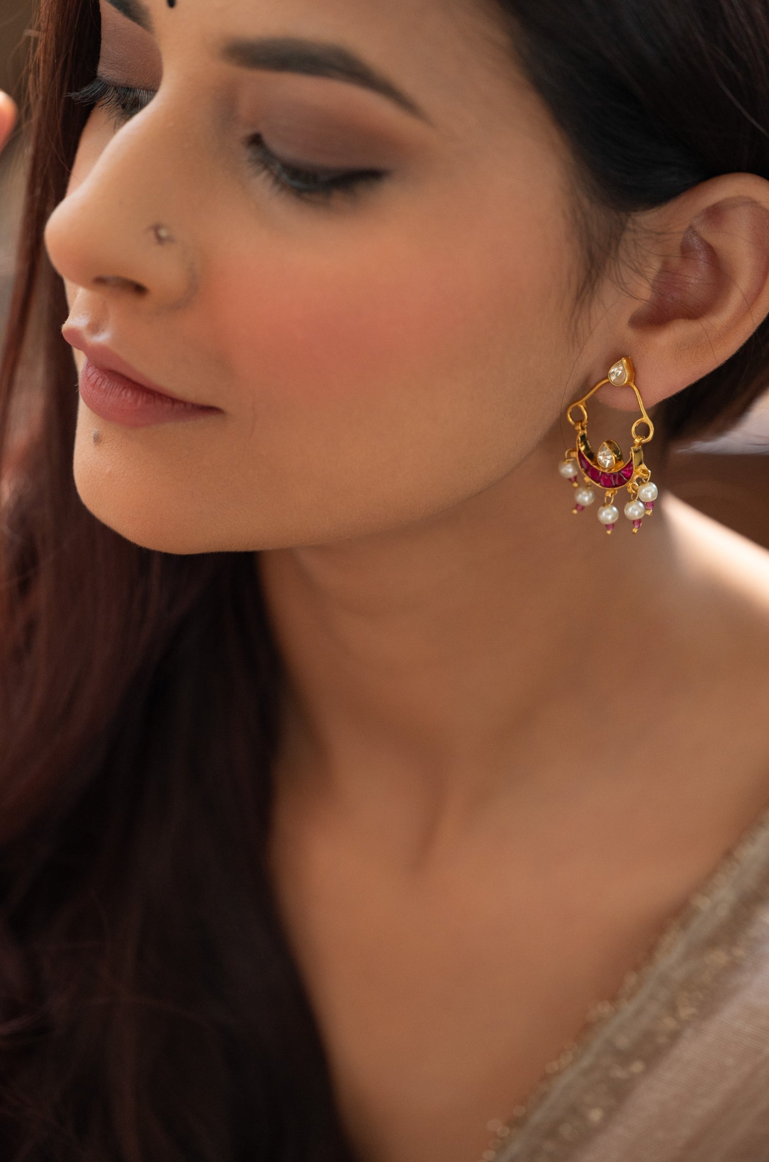 Erica Red Kundan Earrings