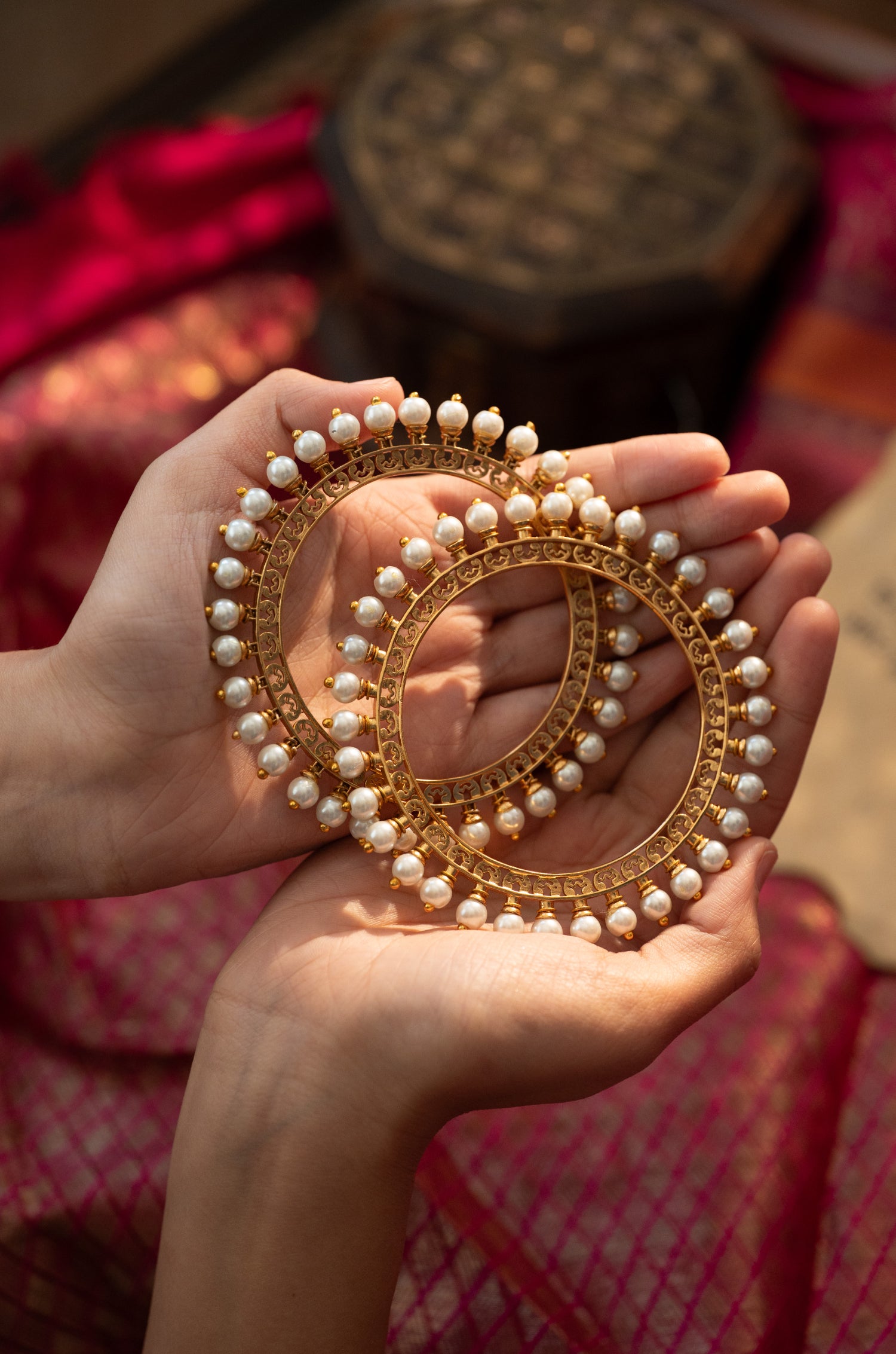 Tarema Gold Plated Pearl Bangles - Set of 2