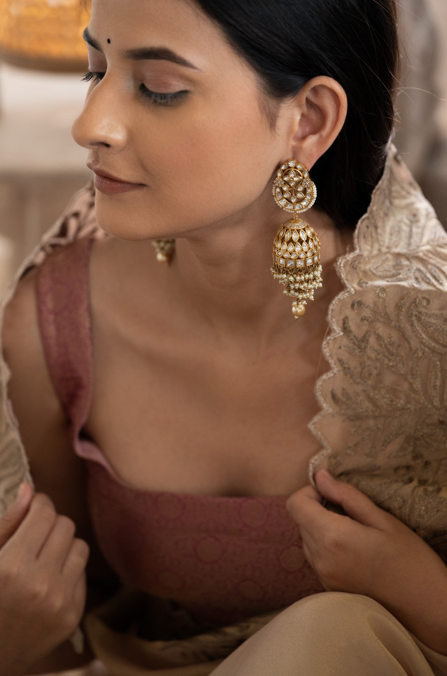 Zarmina Polki Jhumka Earrings