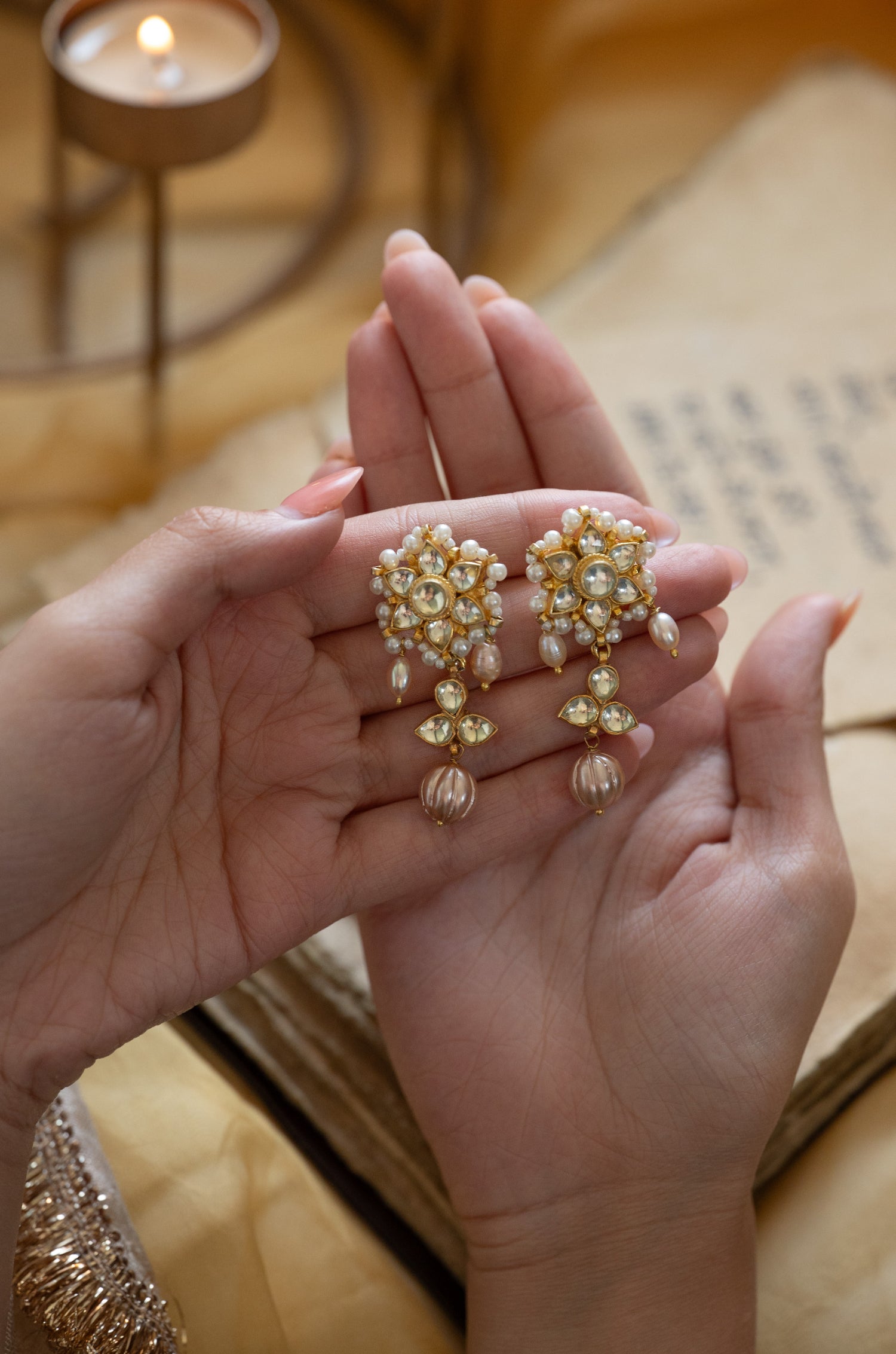 Rimjhim Pink Kundan Earrings