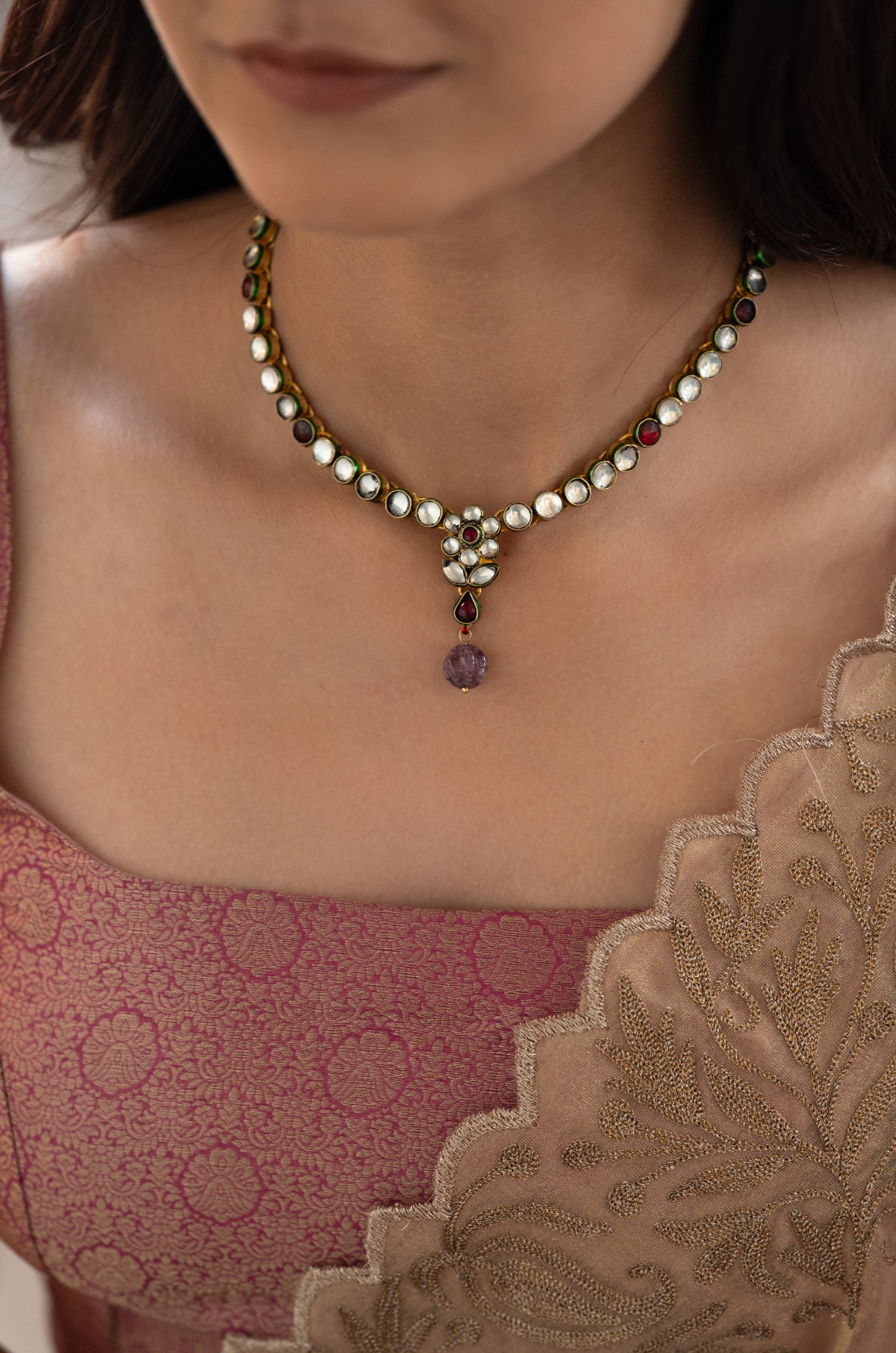 Eshna Red Kundan Necklace