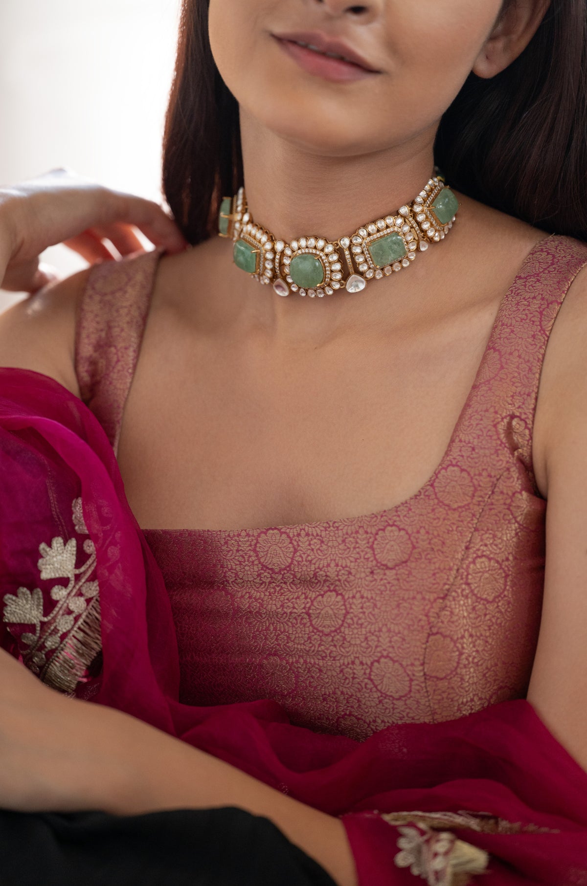 Rukmani Mint Choker Necklace Set