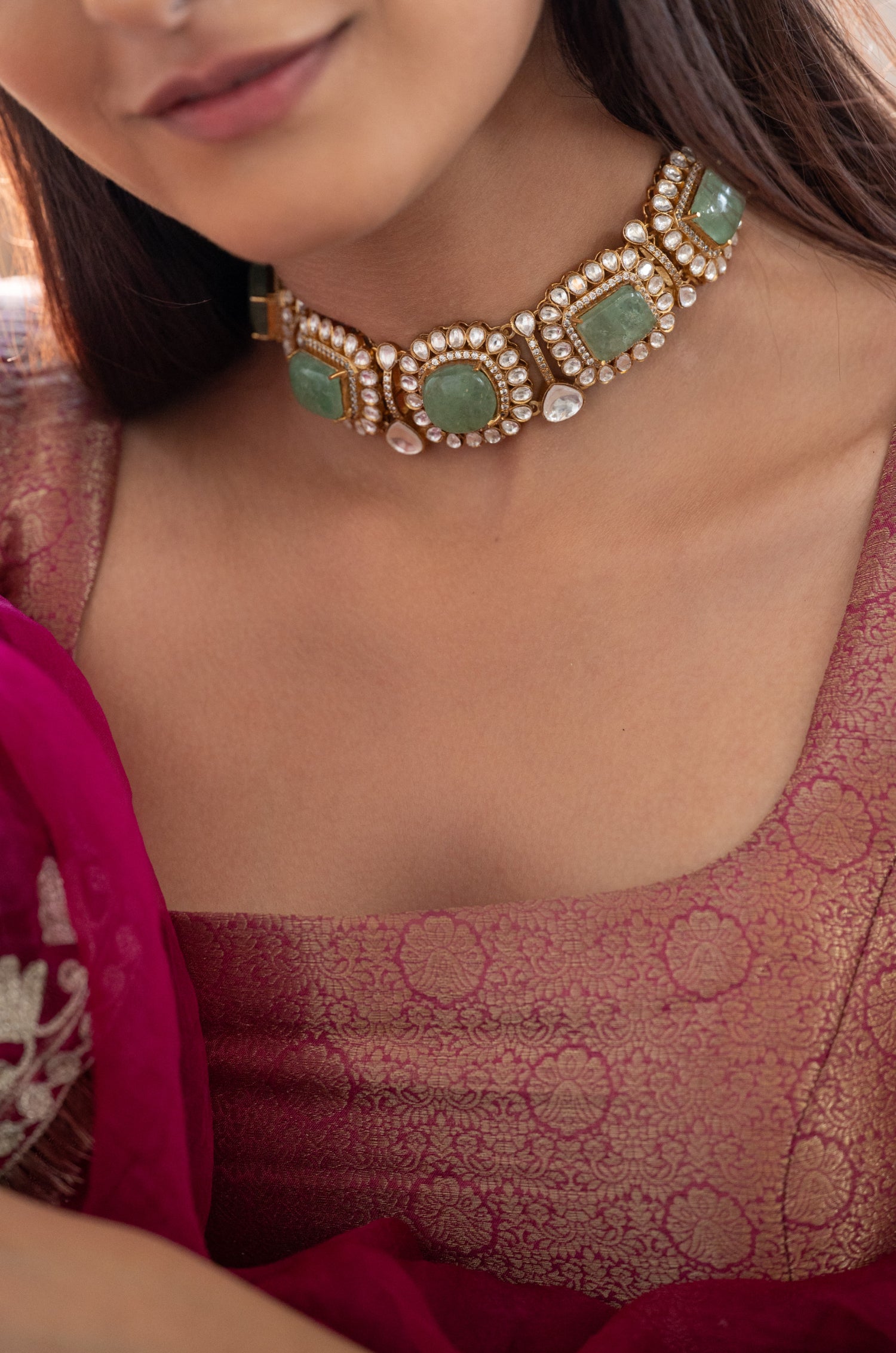 Rukmani Mint Choker Necklace Set