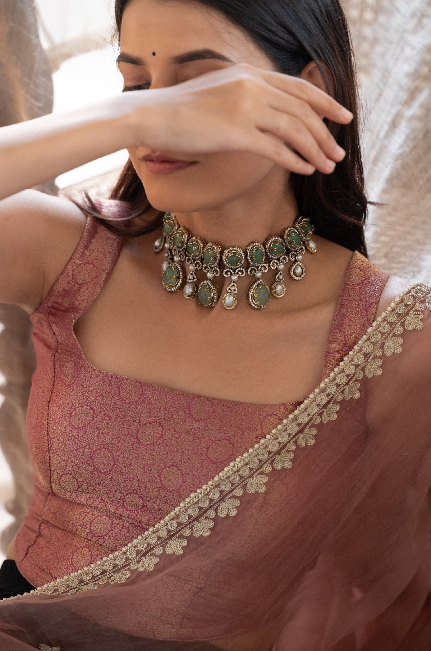 Hafisa Mint Polki Necklace Set