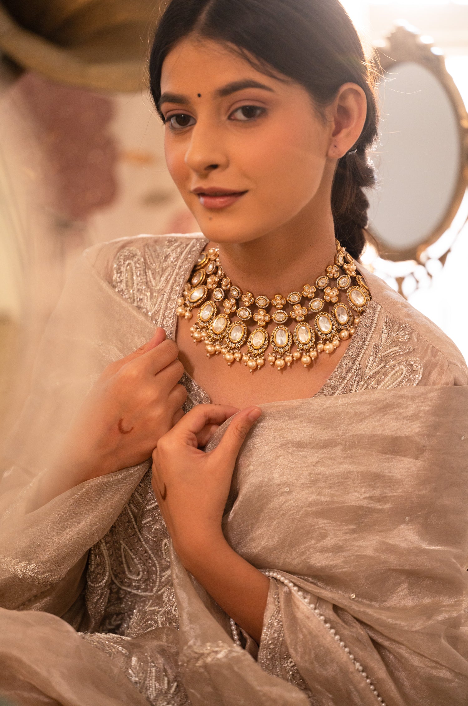 Hita Victorian Polki Necklace Set
