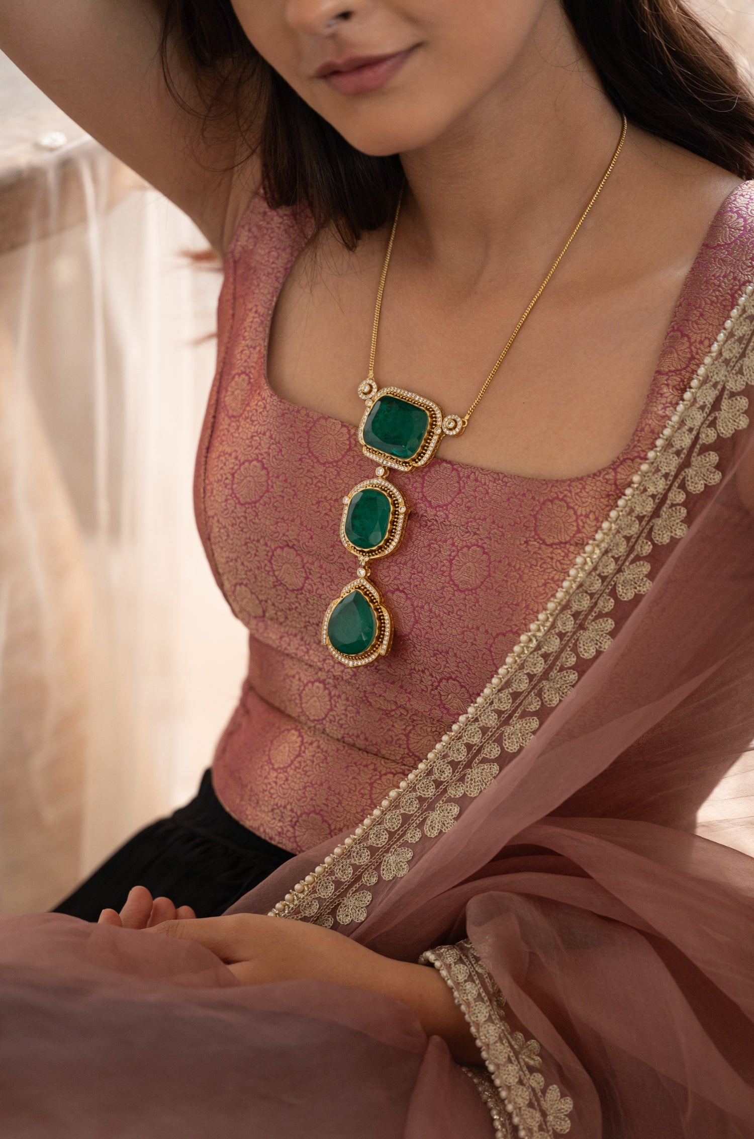 Sahiba Green Victorian Necklace Set