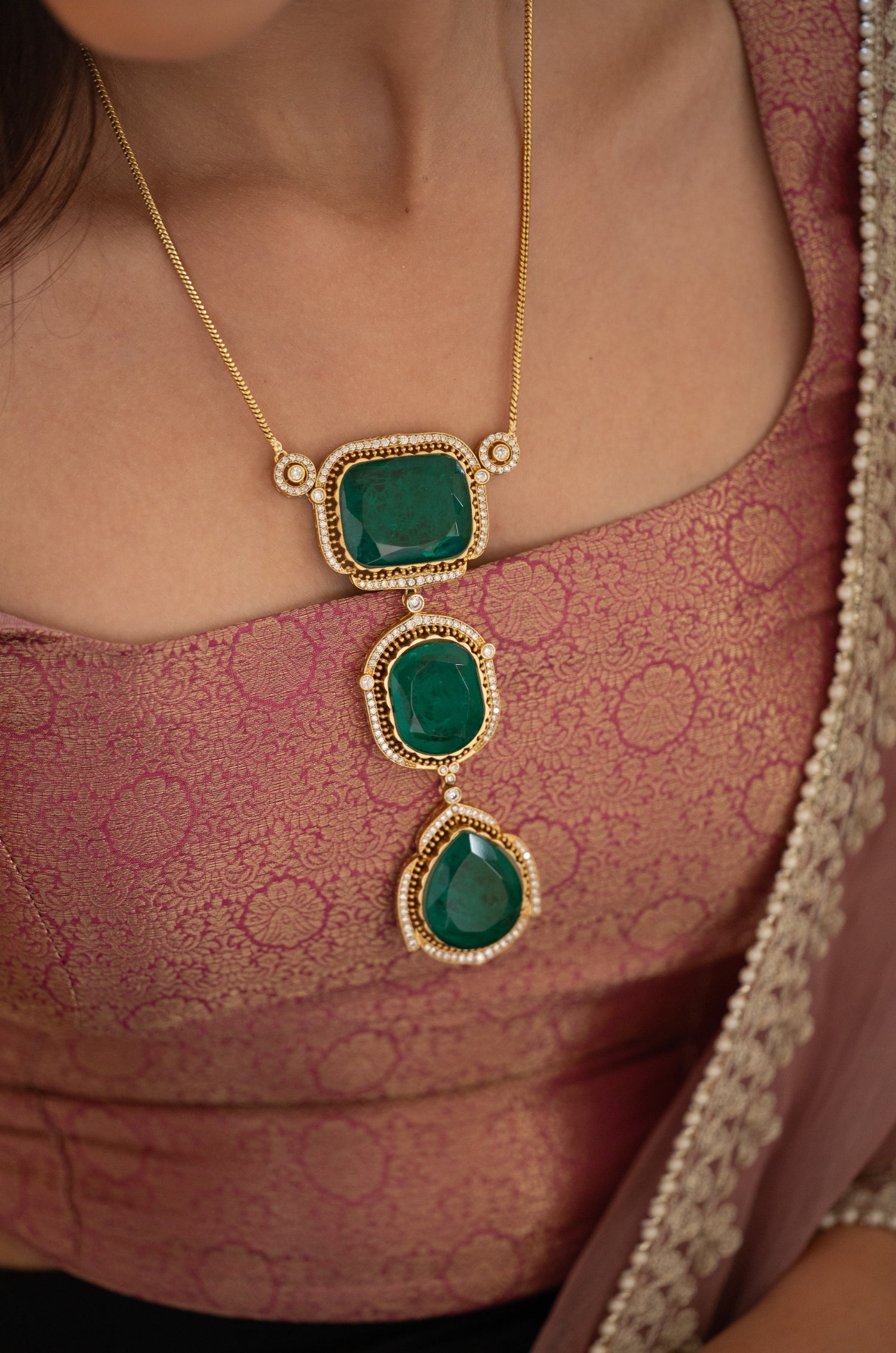 Sahiba Green Victorian Necklace Set