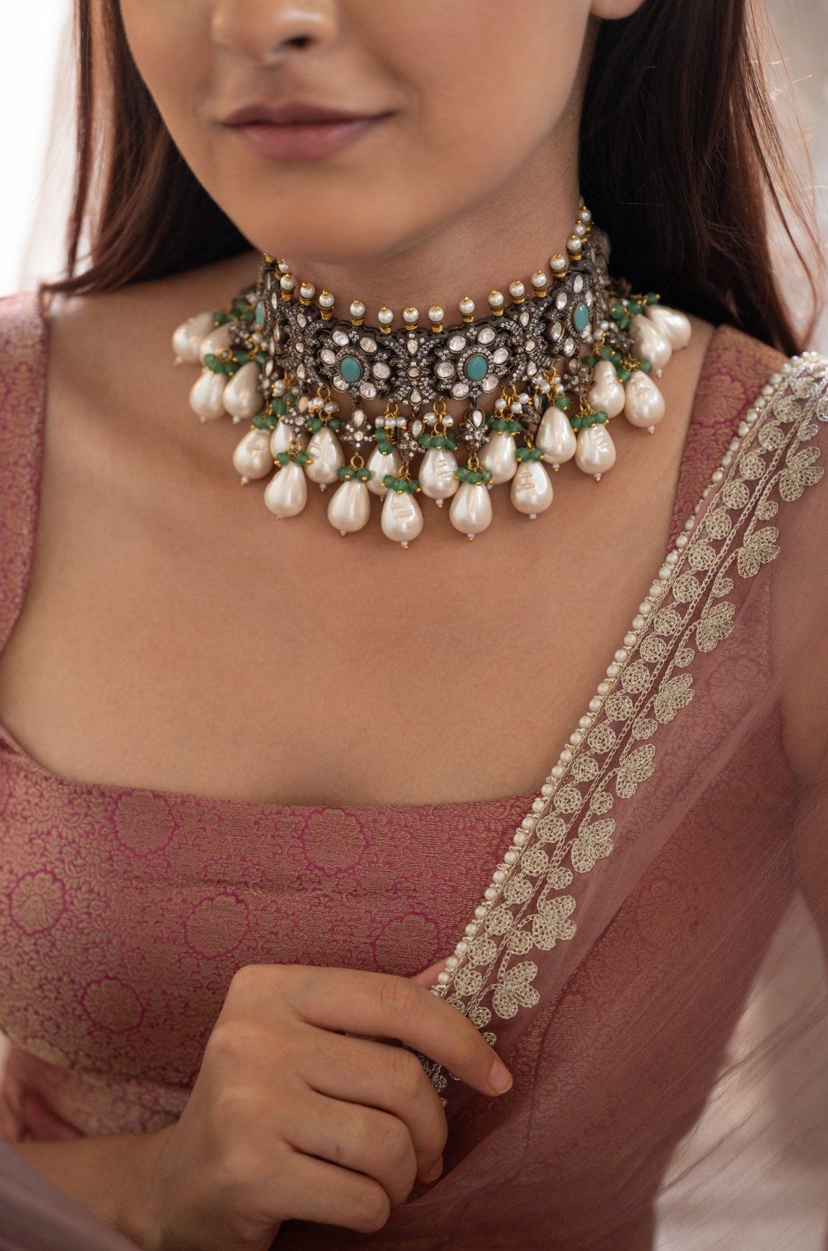 Aarzo Mint Polki Necklace Set