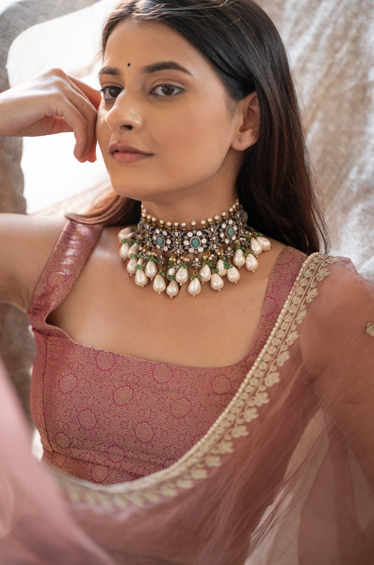 Aarzo Mint Polki Necklace Set