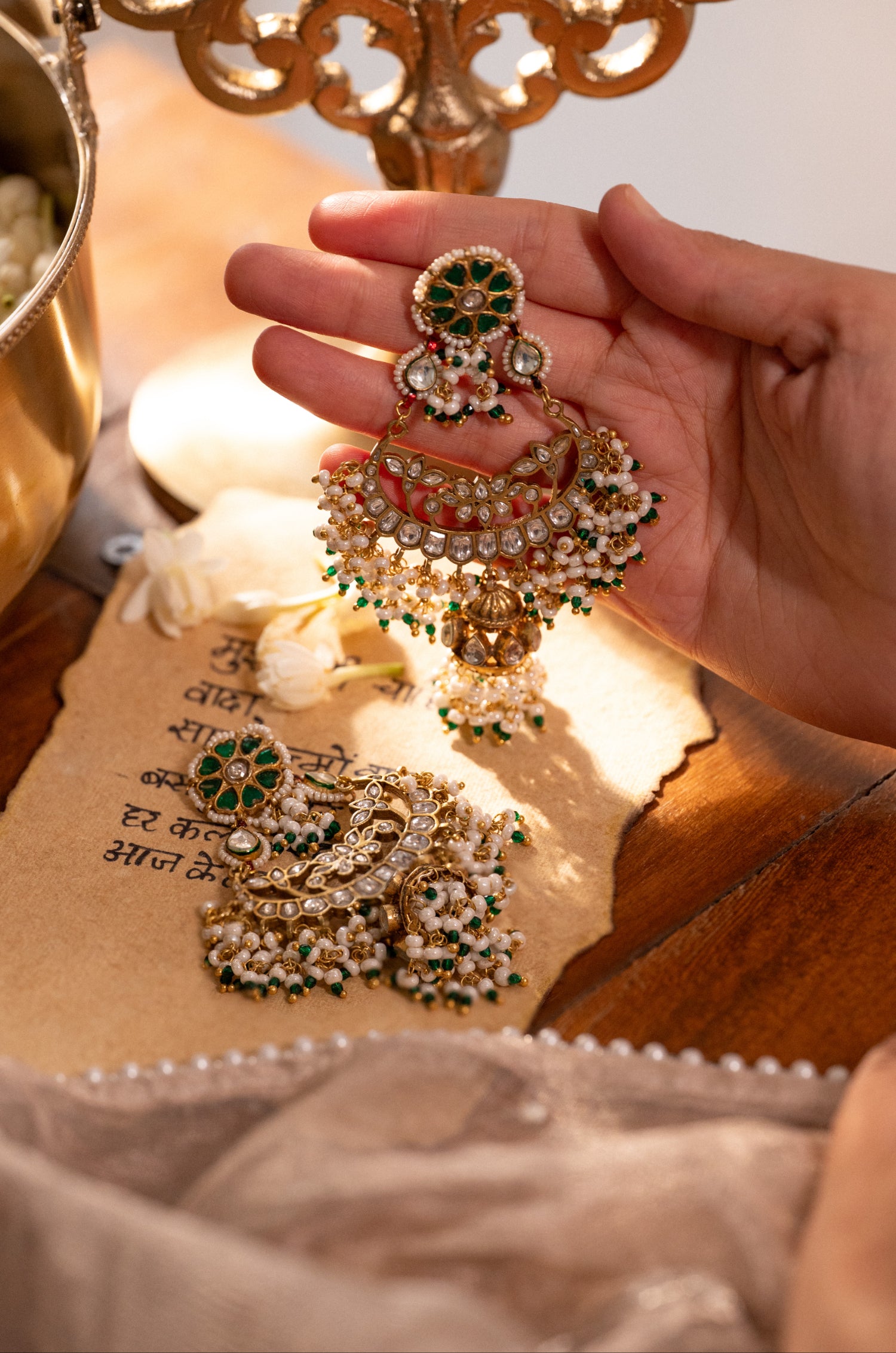 Eesha Kundan Chandbali Jhumka Earrings