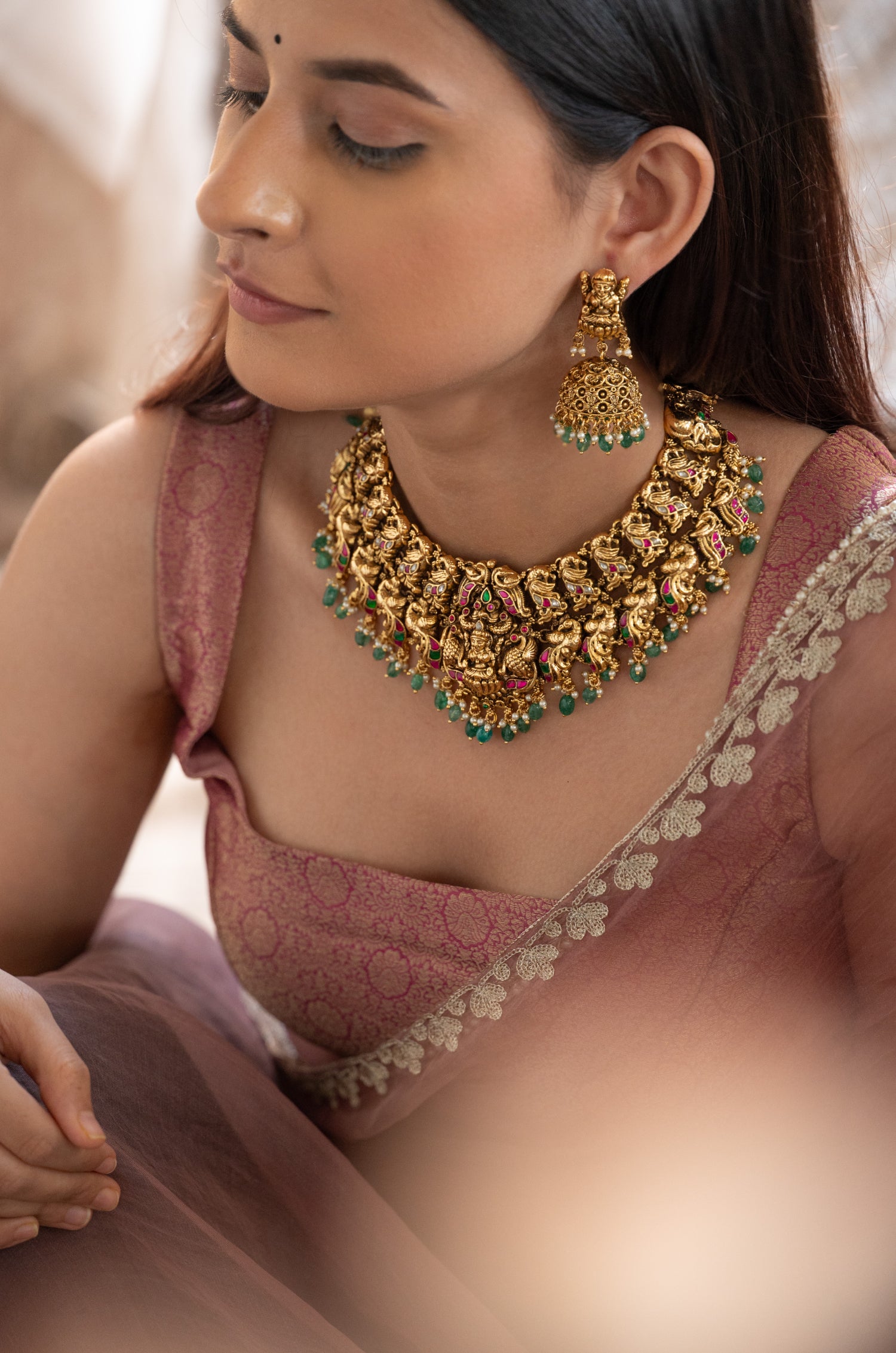 Sonika Temple Work Necklace Set