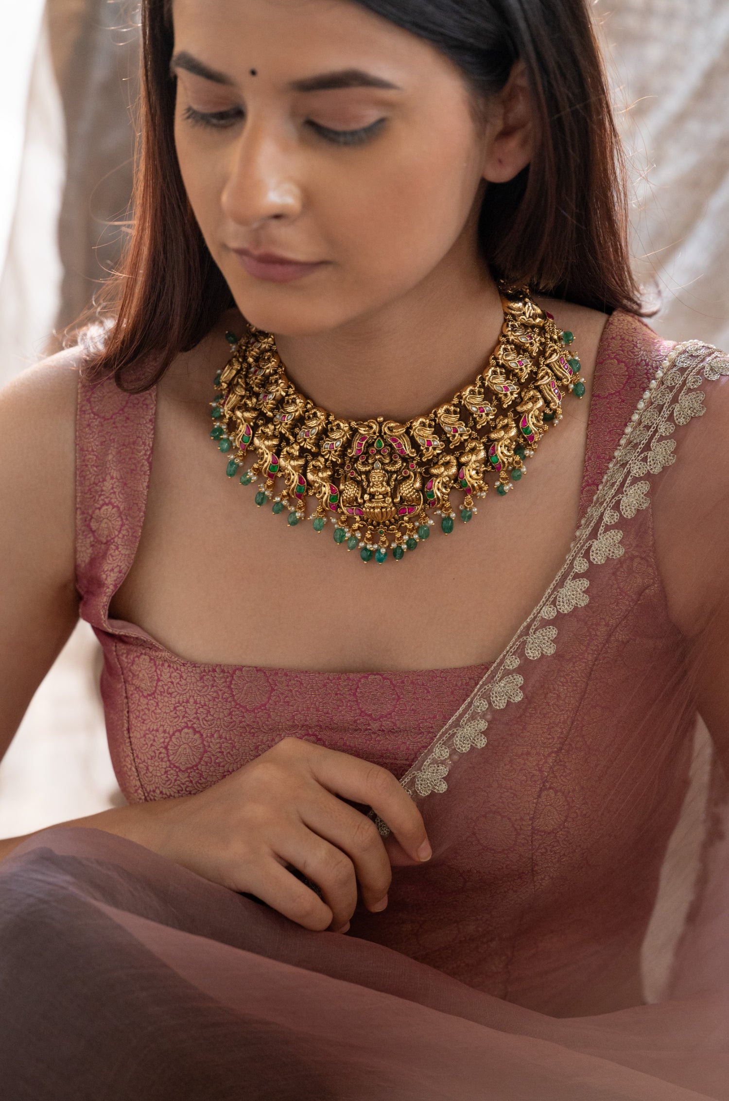 Sonika Temple Work Necklace Set