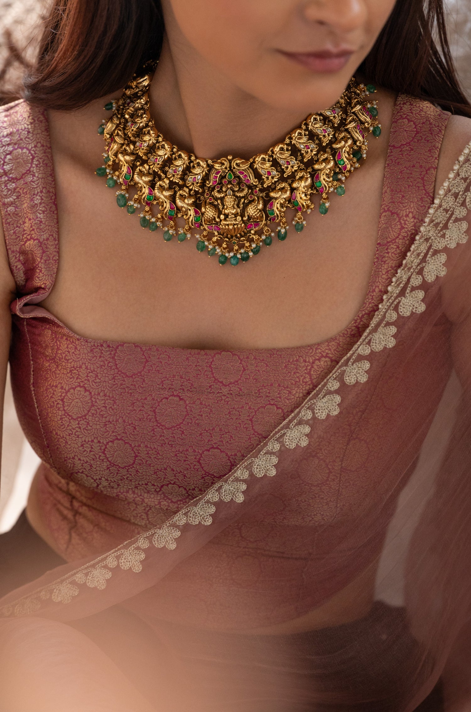 Sonika Temple Work Necklace Set