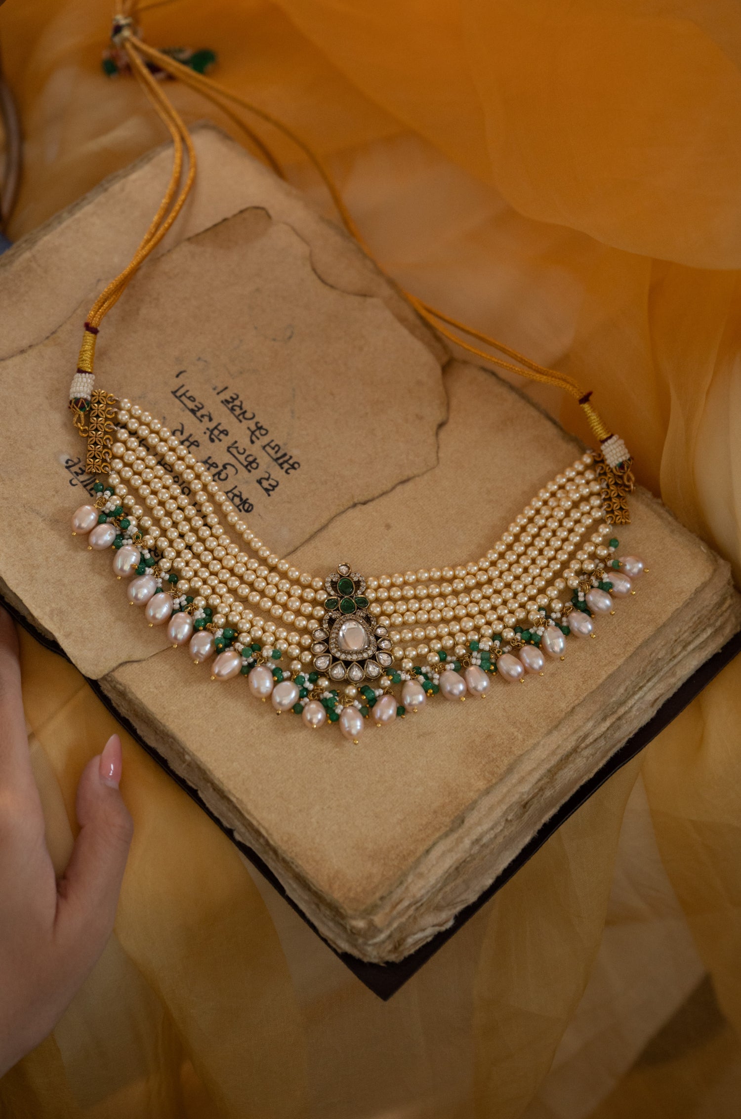 Anchal Green Polki Necklace