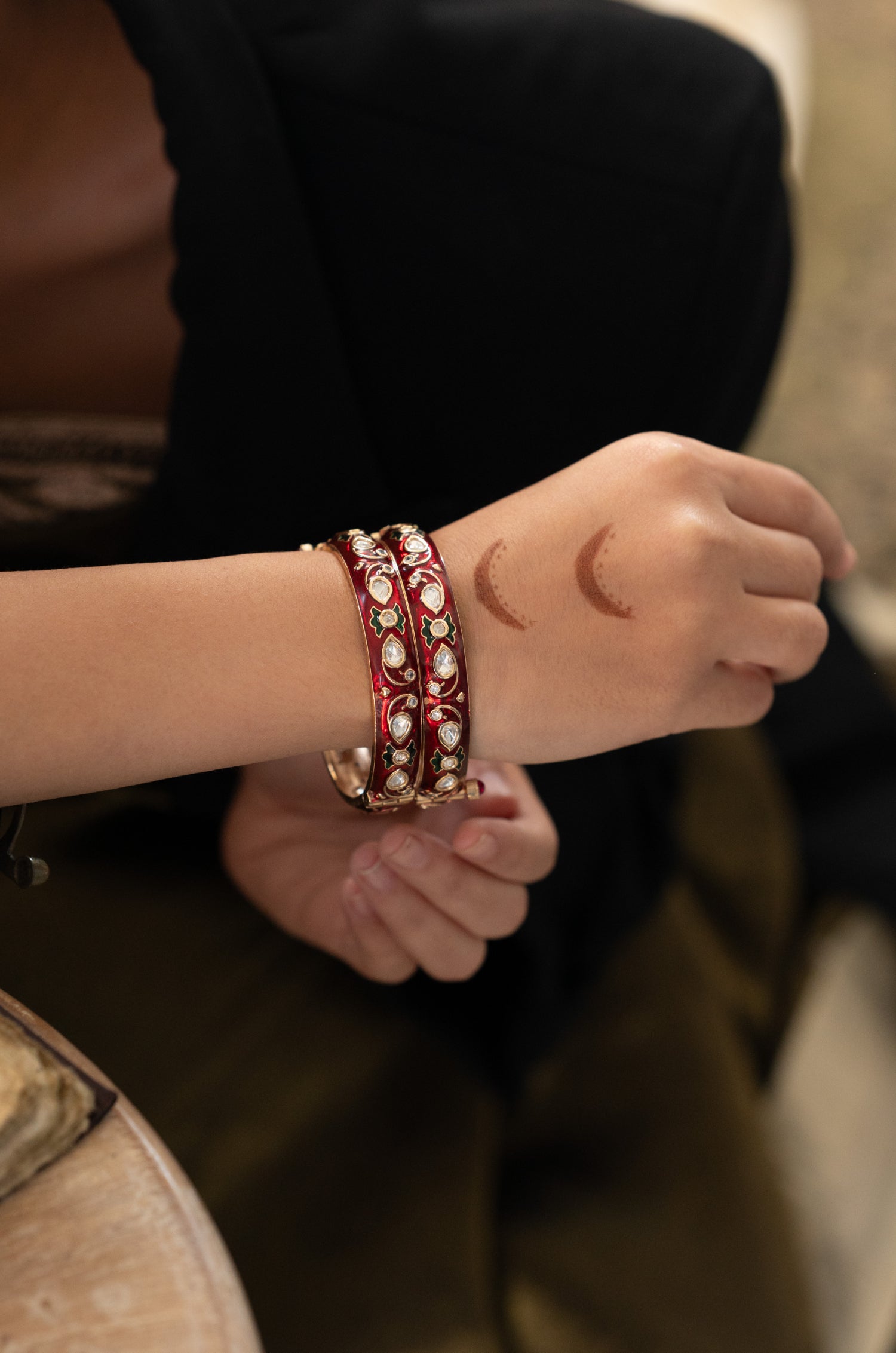 Tanisha Red Meenakari Polki Bangles - Set of 2