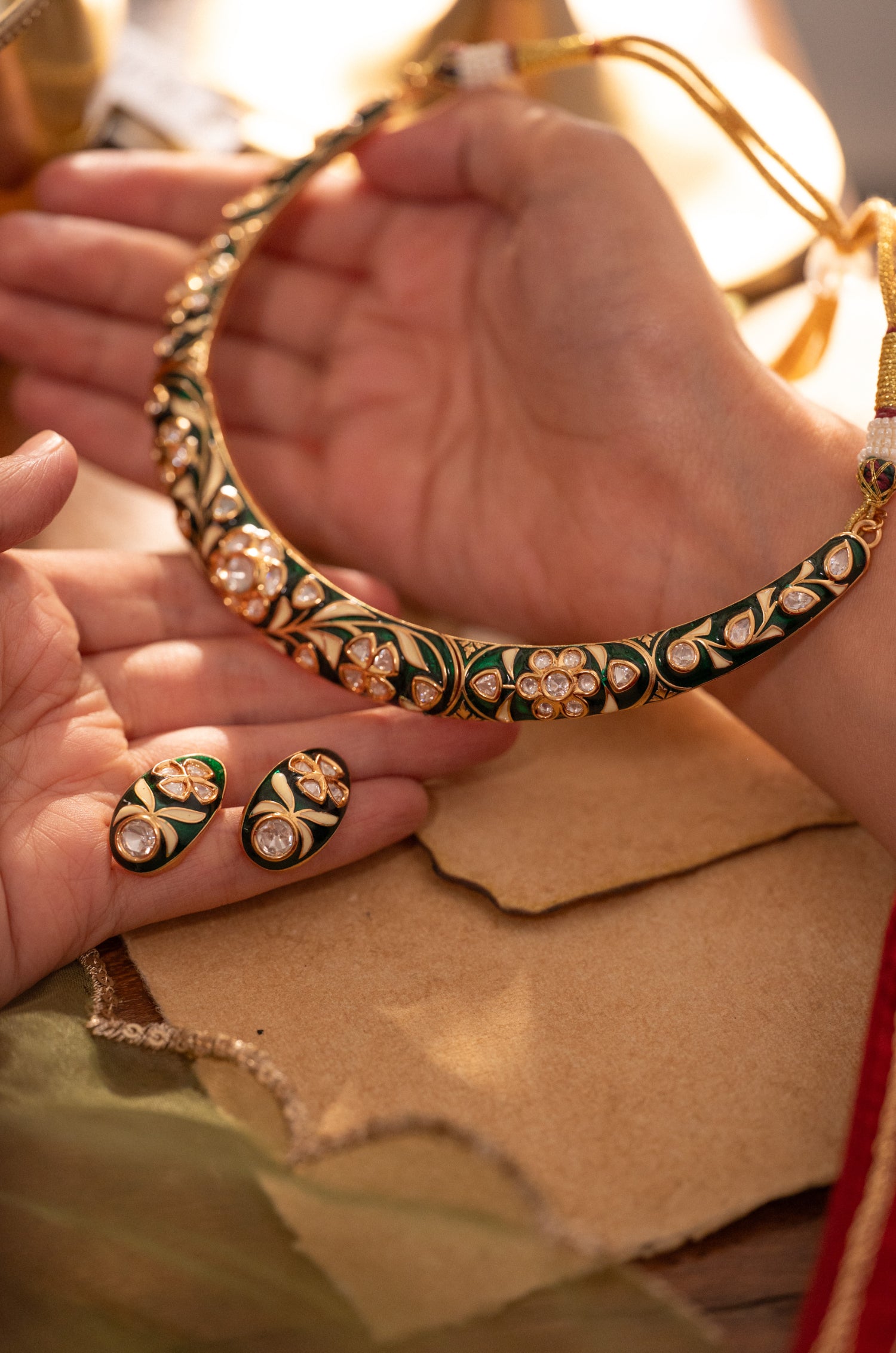 Oviya Meenakari Hasli Necklace Set