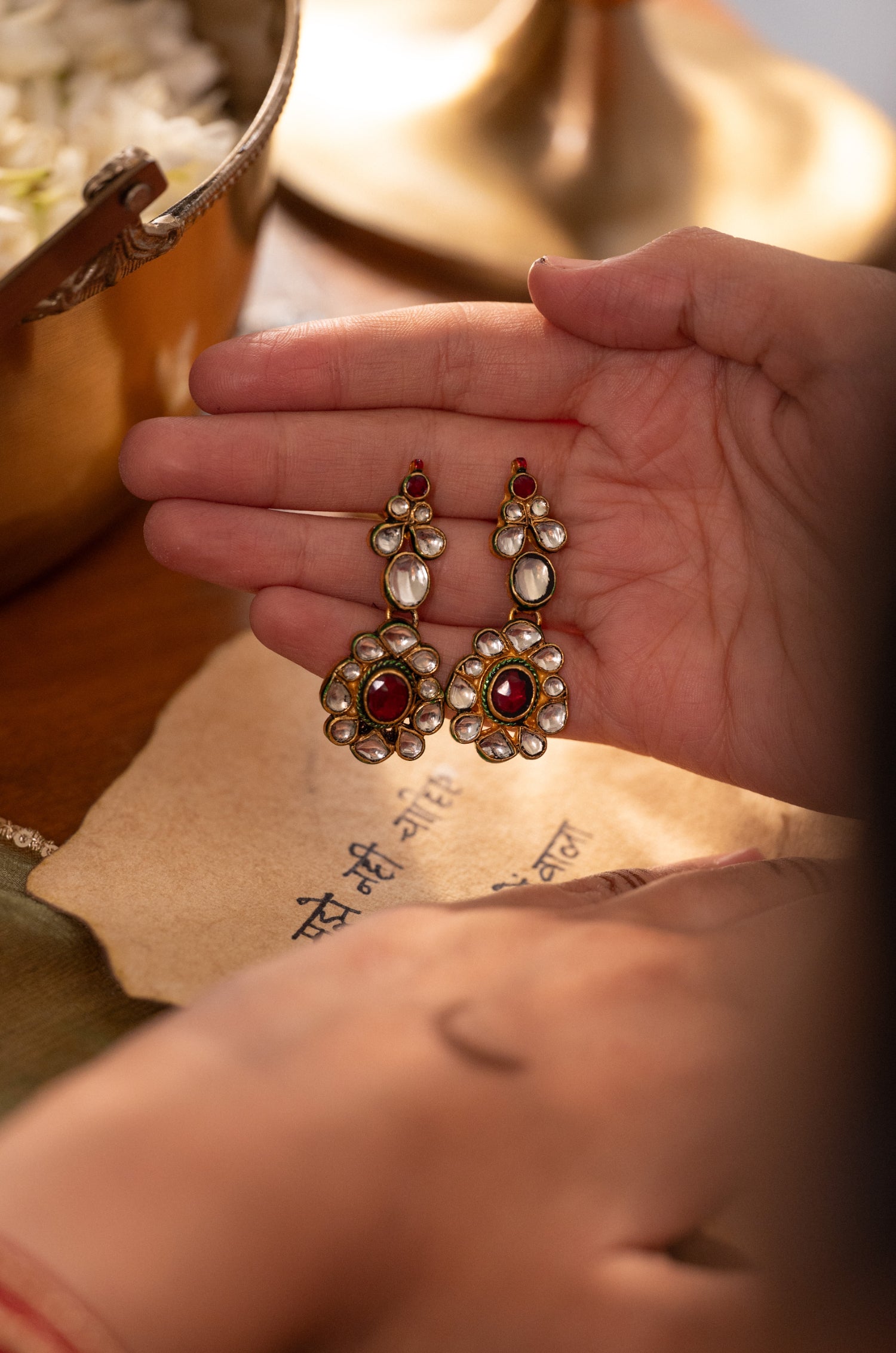 Pihu Red Kundan Earrings