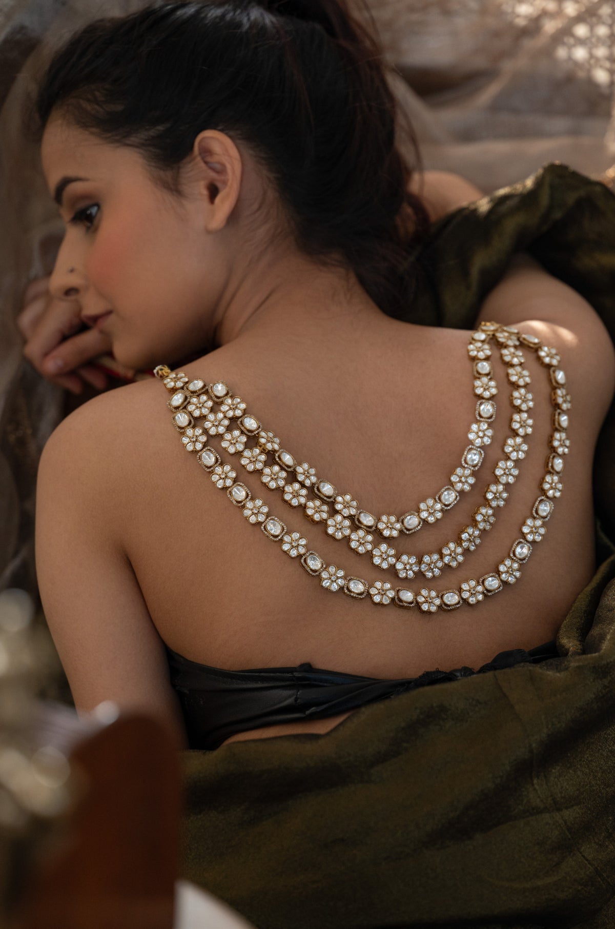 Marvi Layered Polki Necklace Set