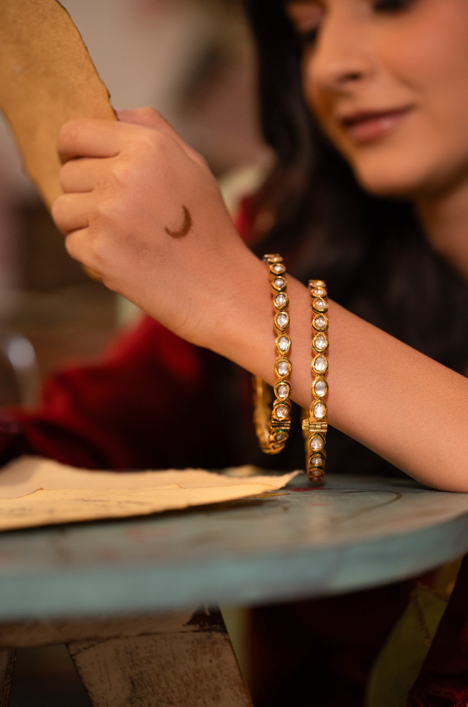 Urmi Kundan Bangles - Set of 2