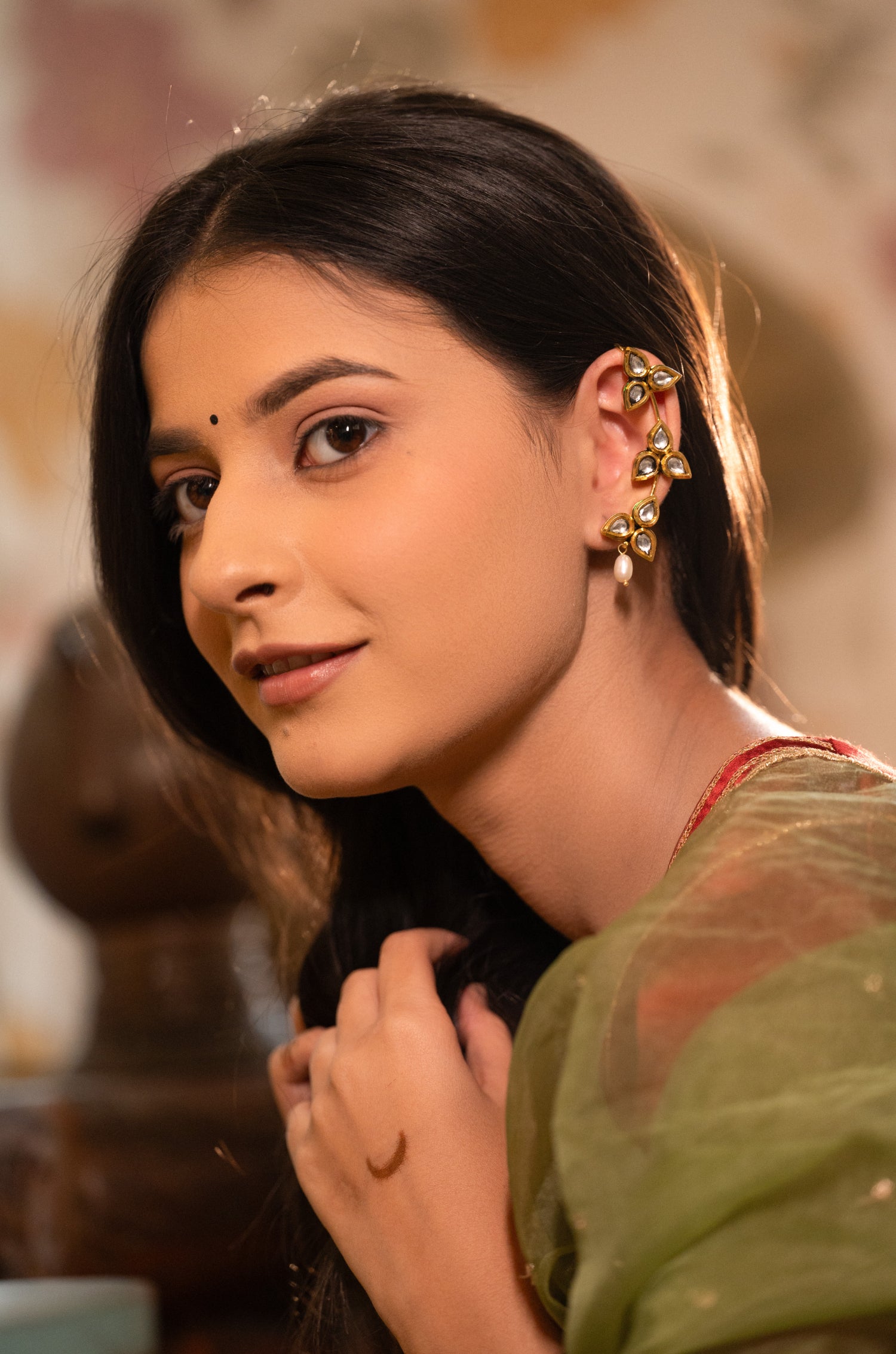 Ira Kundan Ear Cuffs