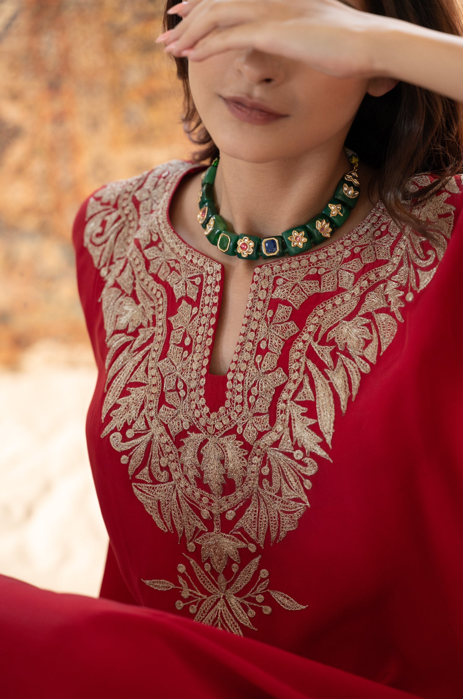 Areeza Green Kundan Necklace