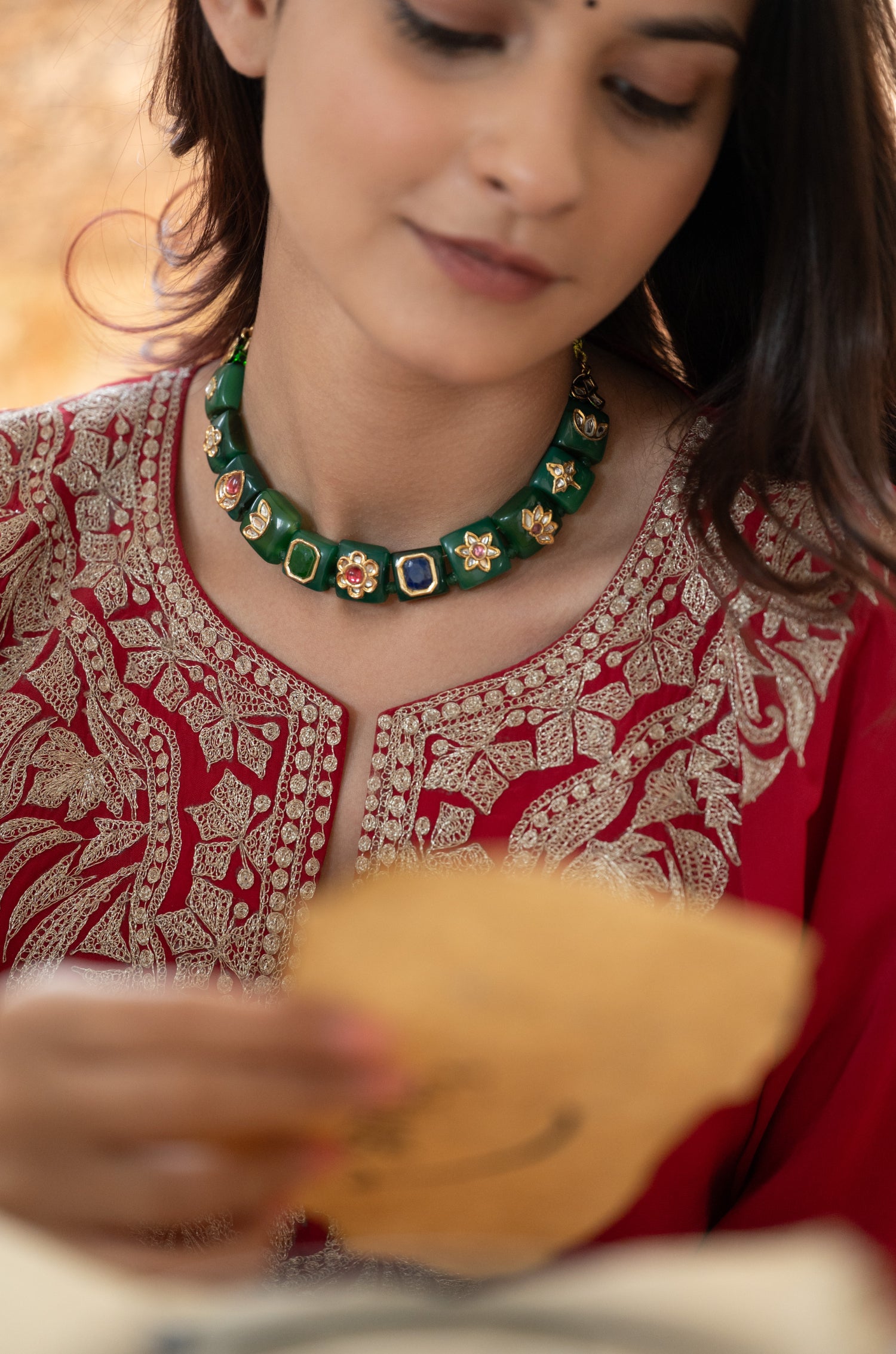 Areeza Green Kundan Necklace