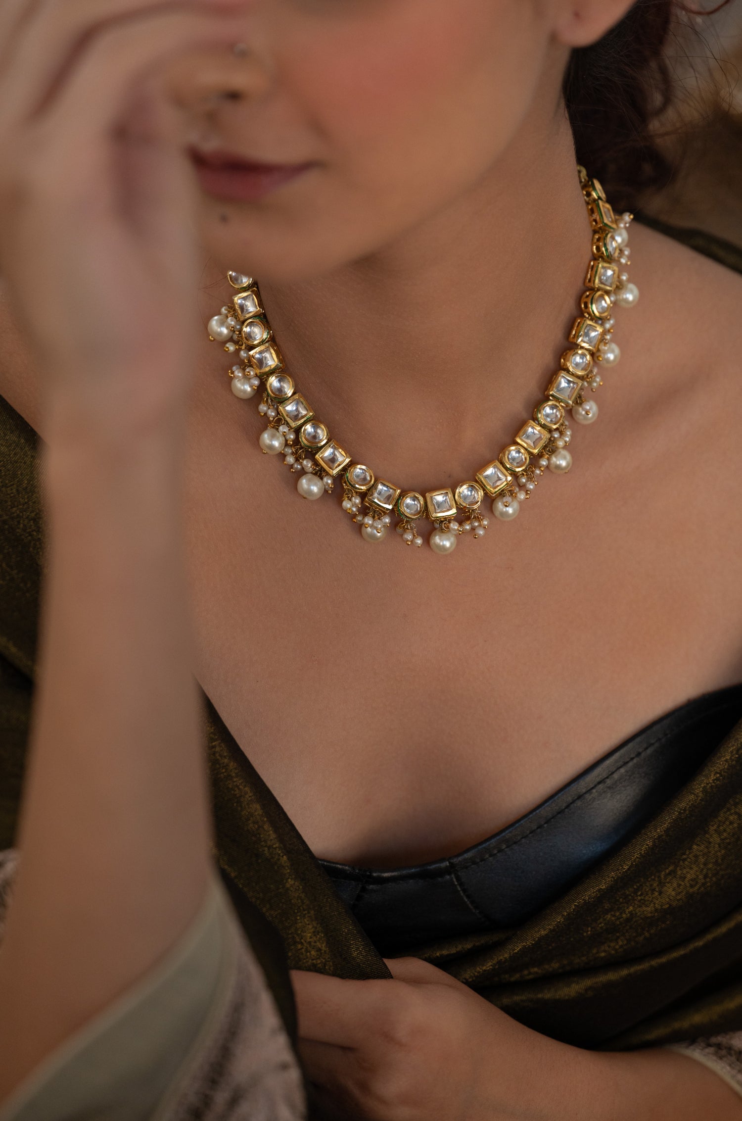 Amisha Kundan and Pearls Necklace
